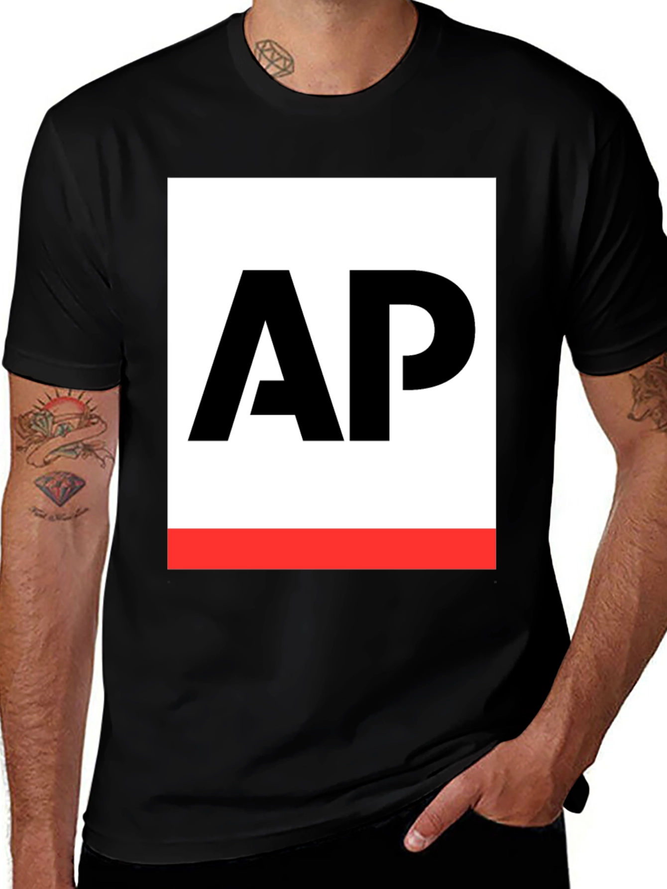 AP Logo Graphic Tee - Stylish Black Cotton T-Shirt