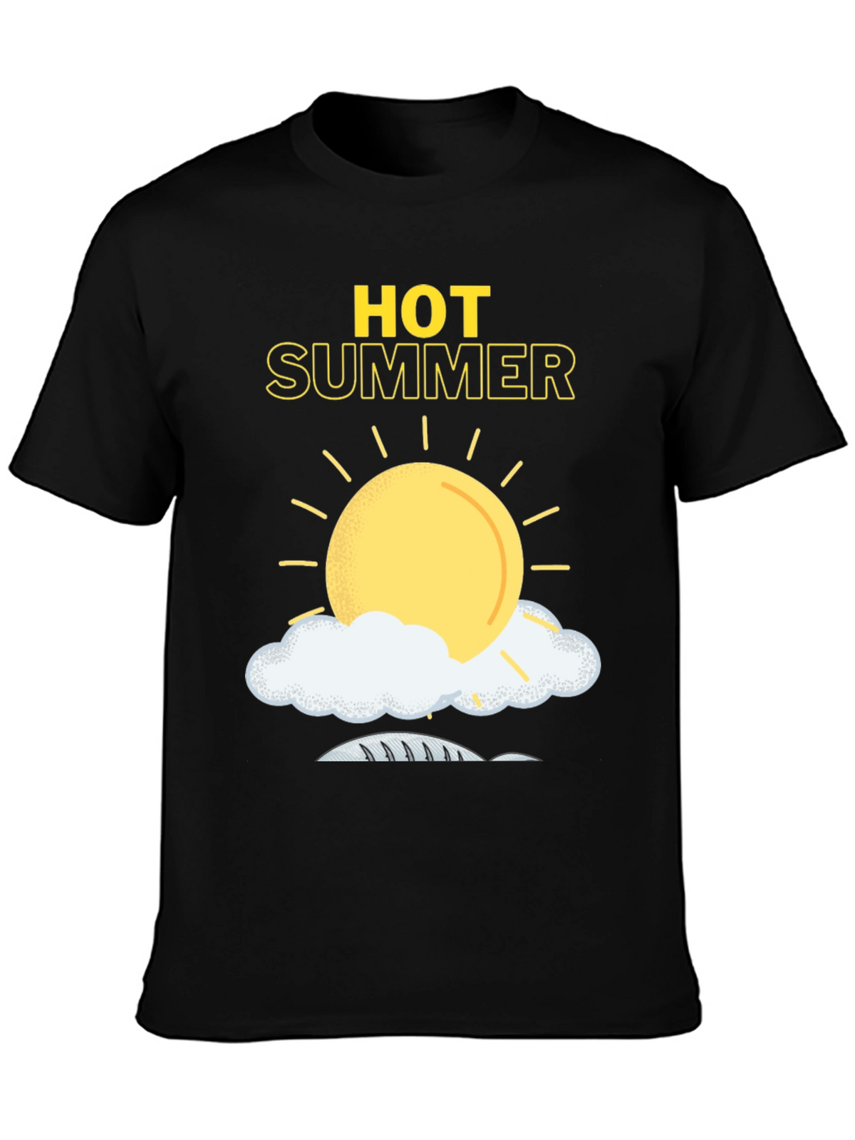 Hot Summer Graphic Tee - Black Cotton T-Shirt