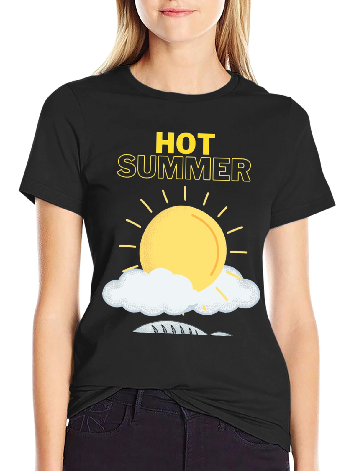 Hot Summer Graphic Tee - Black Cotton T-Shirt