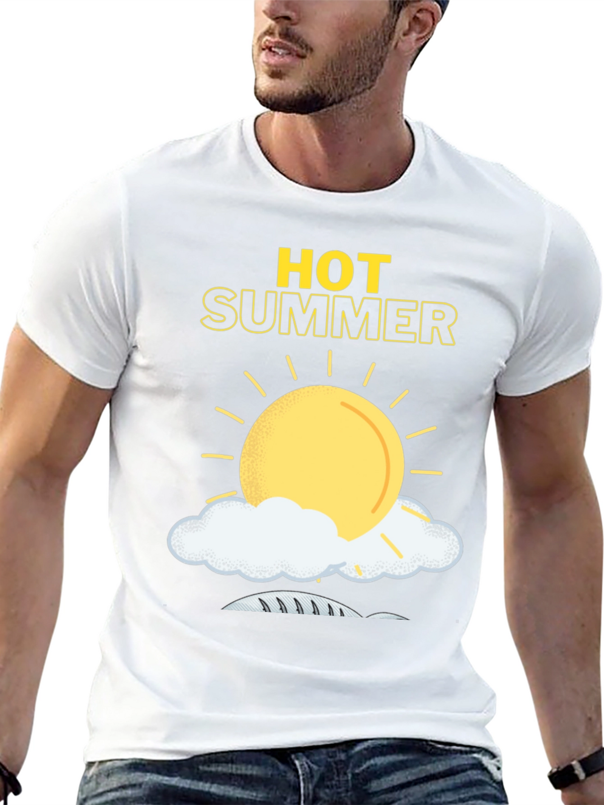 Hot Summer Graphic Tee - Black Cotton T-Shirt