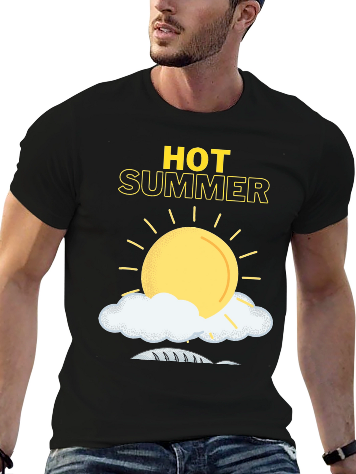 Hot Summer Graphic Tee - Black Cotton T-Shirt