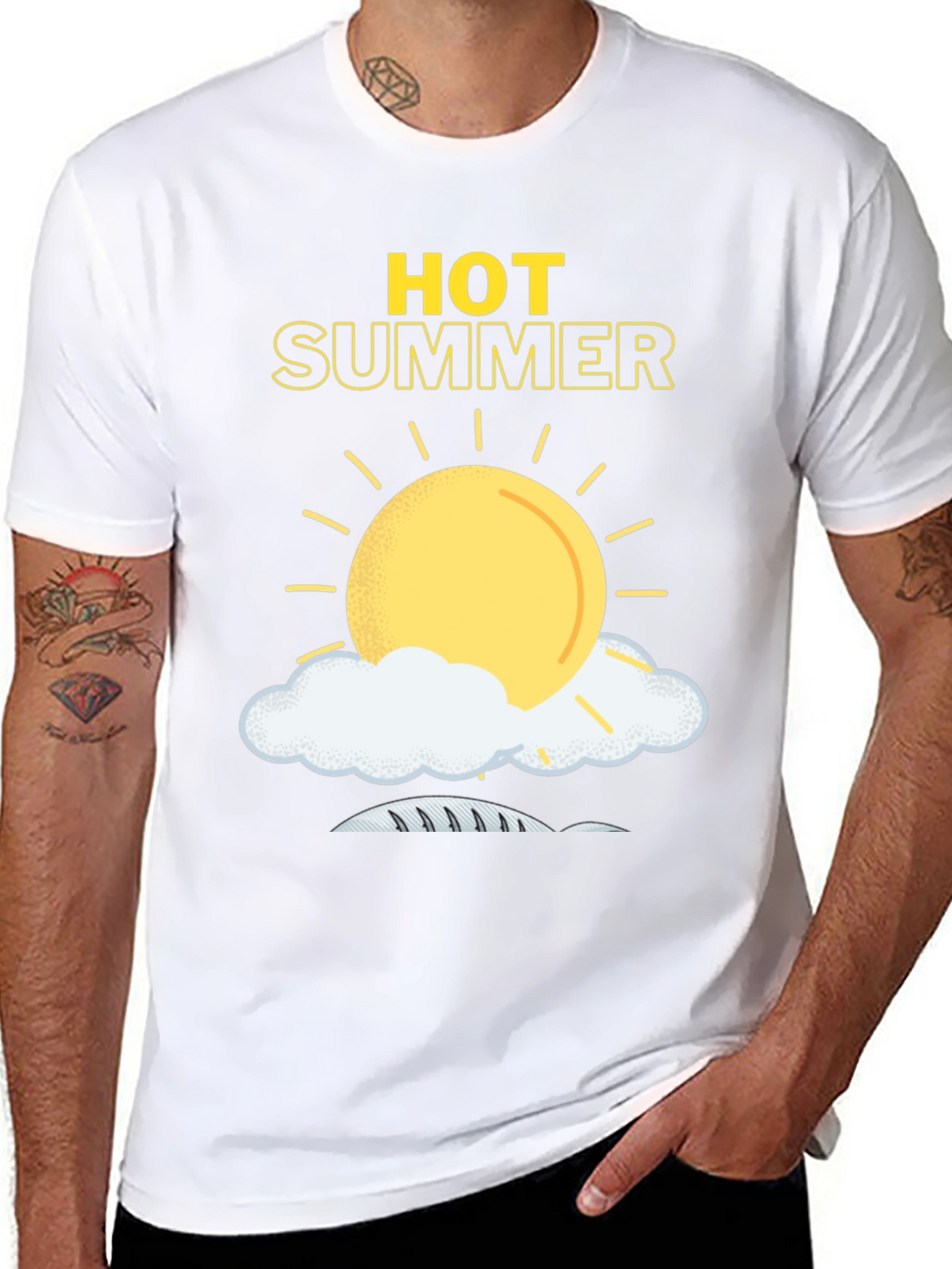 Hot Summer Graphic Tee - Black Cotton T-Shirt
