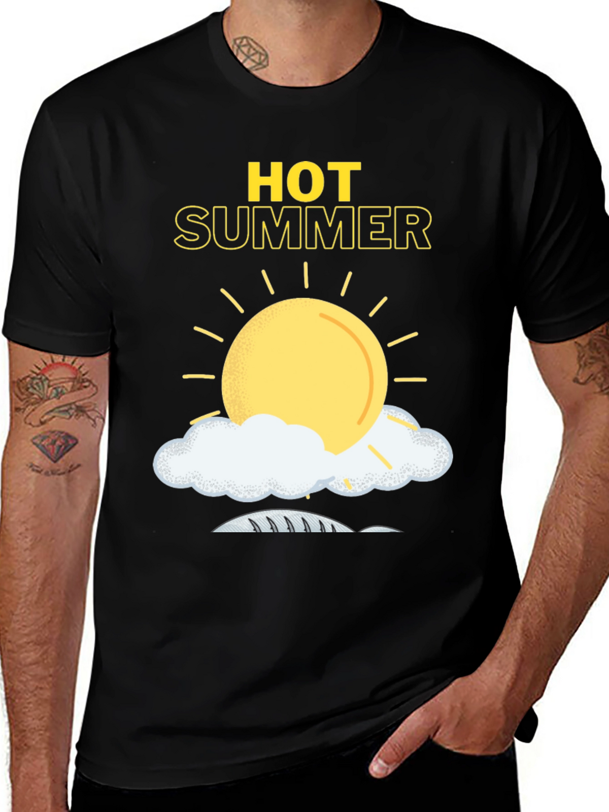 Hot Summer Graphic Tee - Black Cotton T-Shirt