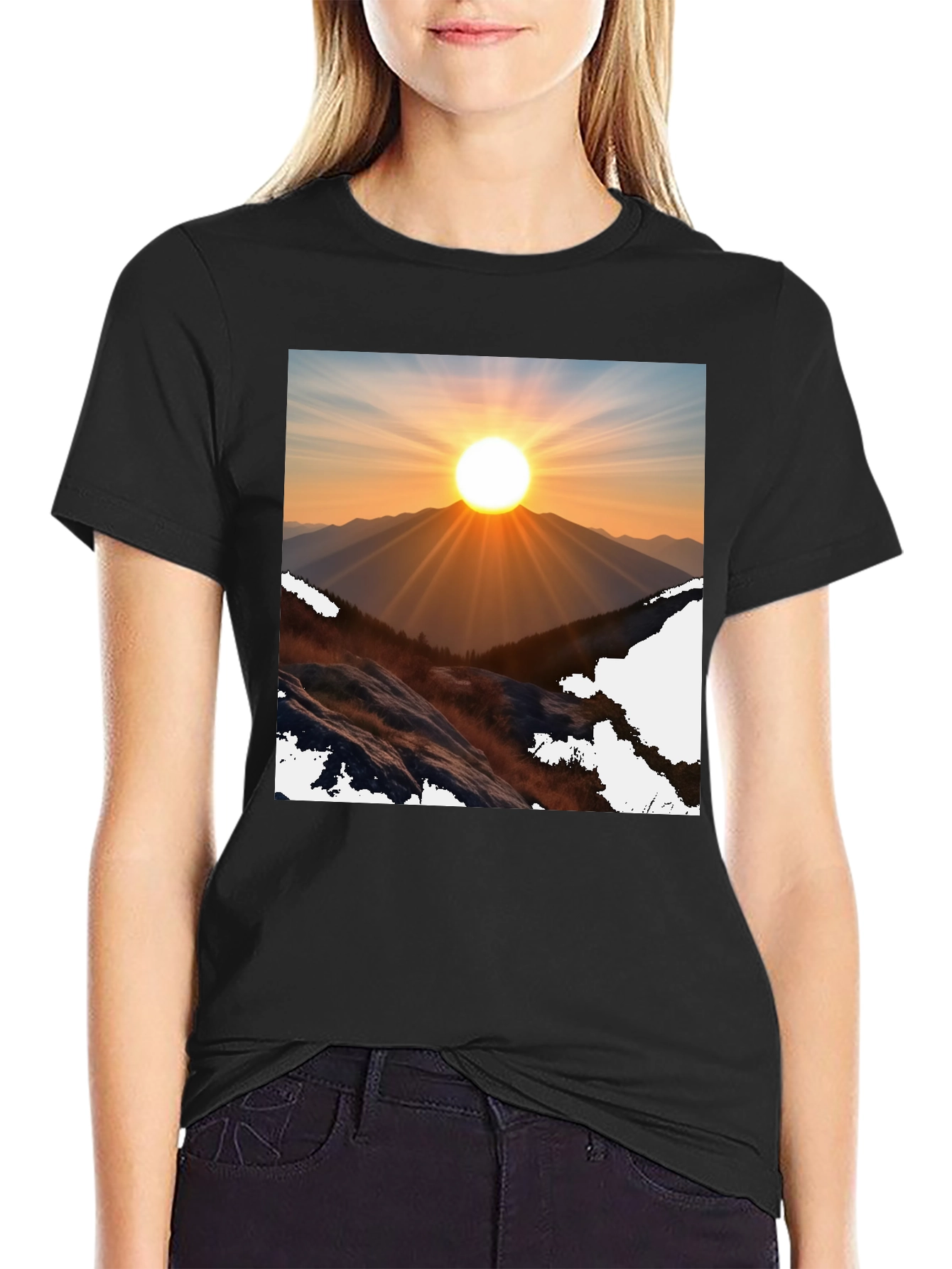 Sunrise Mountain Graphic Tee - Black