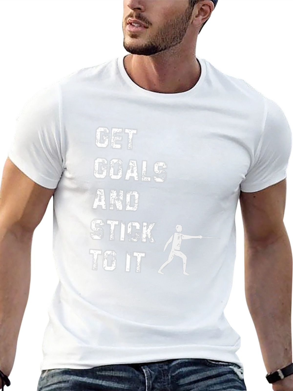 Get Goals & Stick To It Fencing T-Shirt