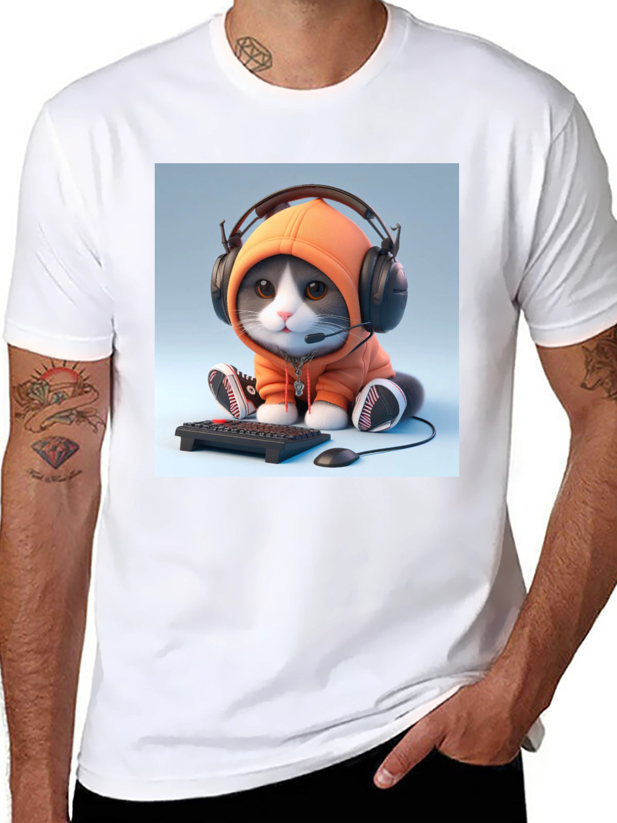 Gamer Cat T-Shirt - Black Cotton Tee