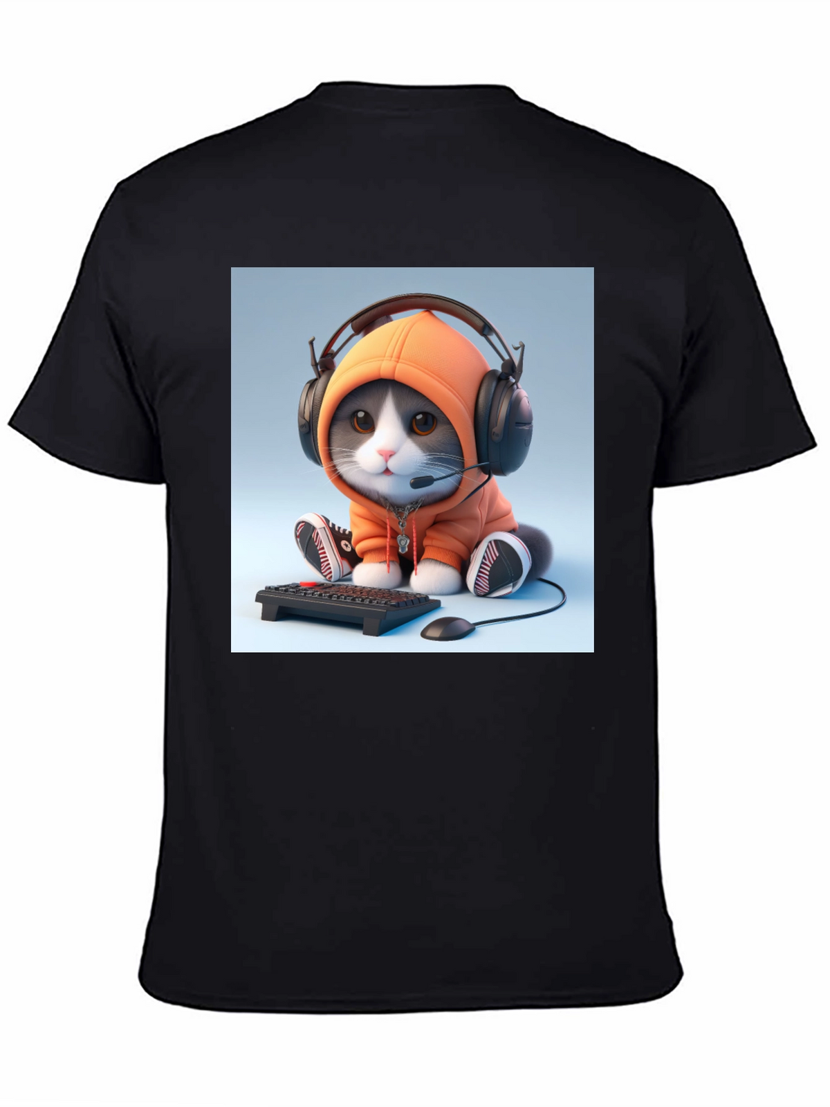 Gamer Cat T-Shirt - Black Cotton Tee