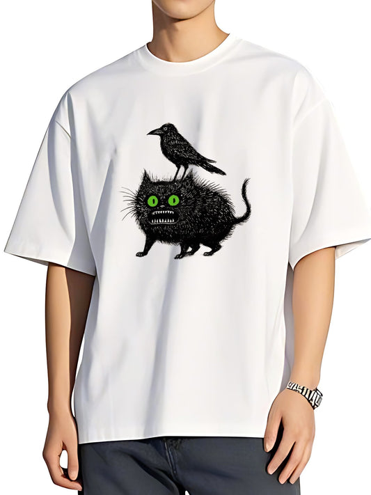 T-shirt Tokyo-tiger-crow-and-black-cat-washed-t-shirt