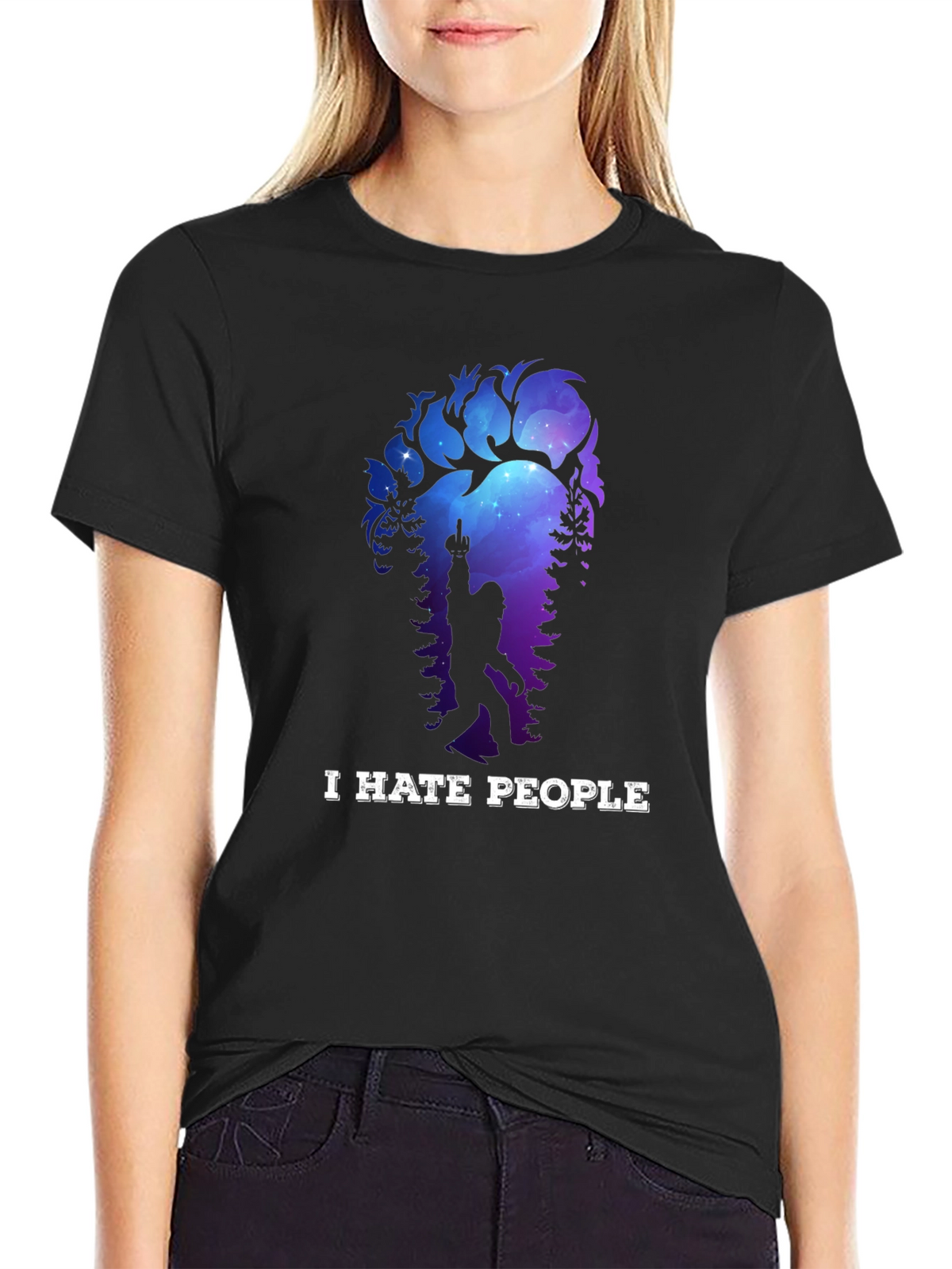 I Hate People Bigfoot T-Shirt Funny Sasquatch Tee