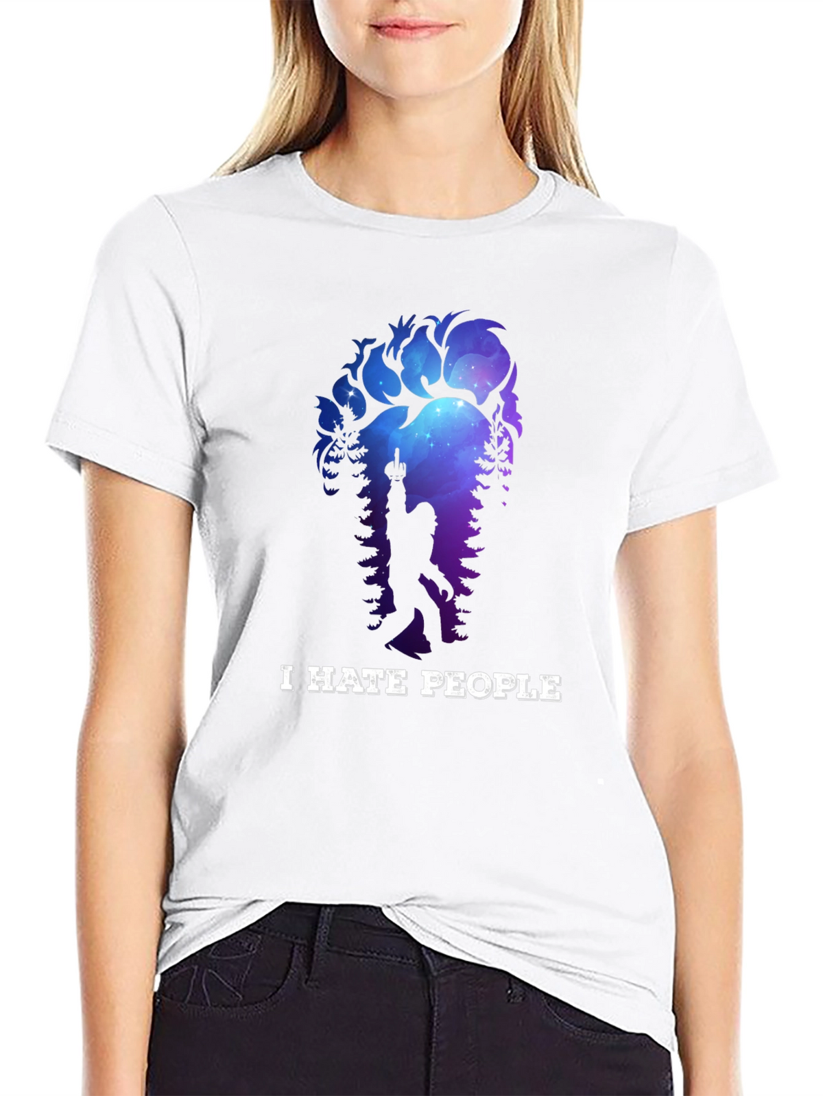 I Hate People Bigfoot T-Shirt Funny Sasquatch Tee