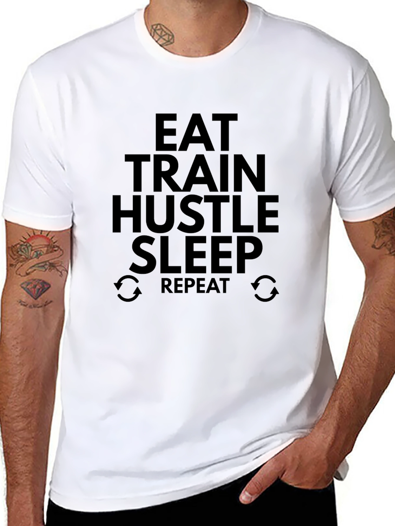 Eat Train Hustle Sleep Repeat Black T-Shirt