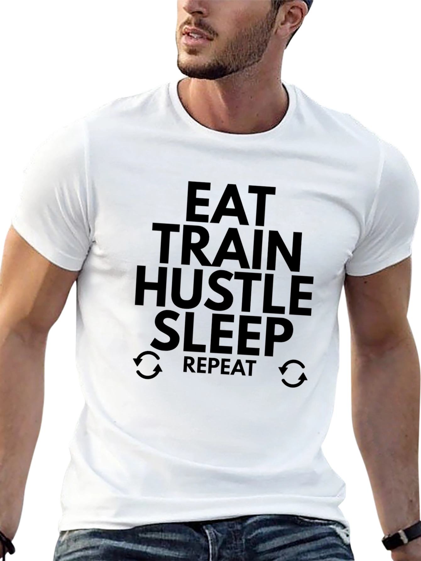 Eat Train Hustle Sleep Repeat Black T-Shirt