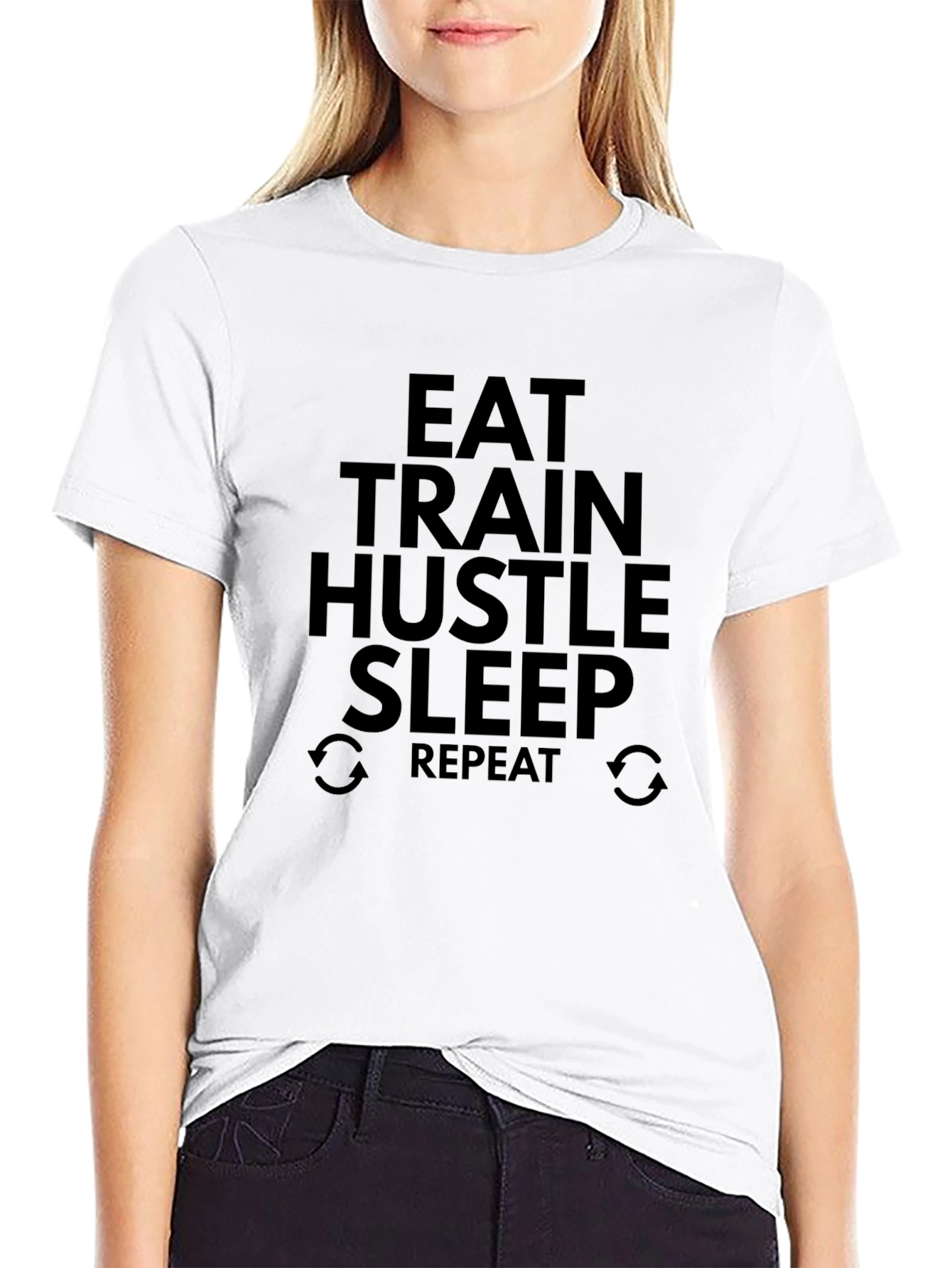 Eat Train Hustle Sleep Repeat Black T-Shirt