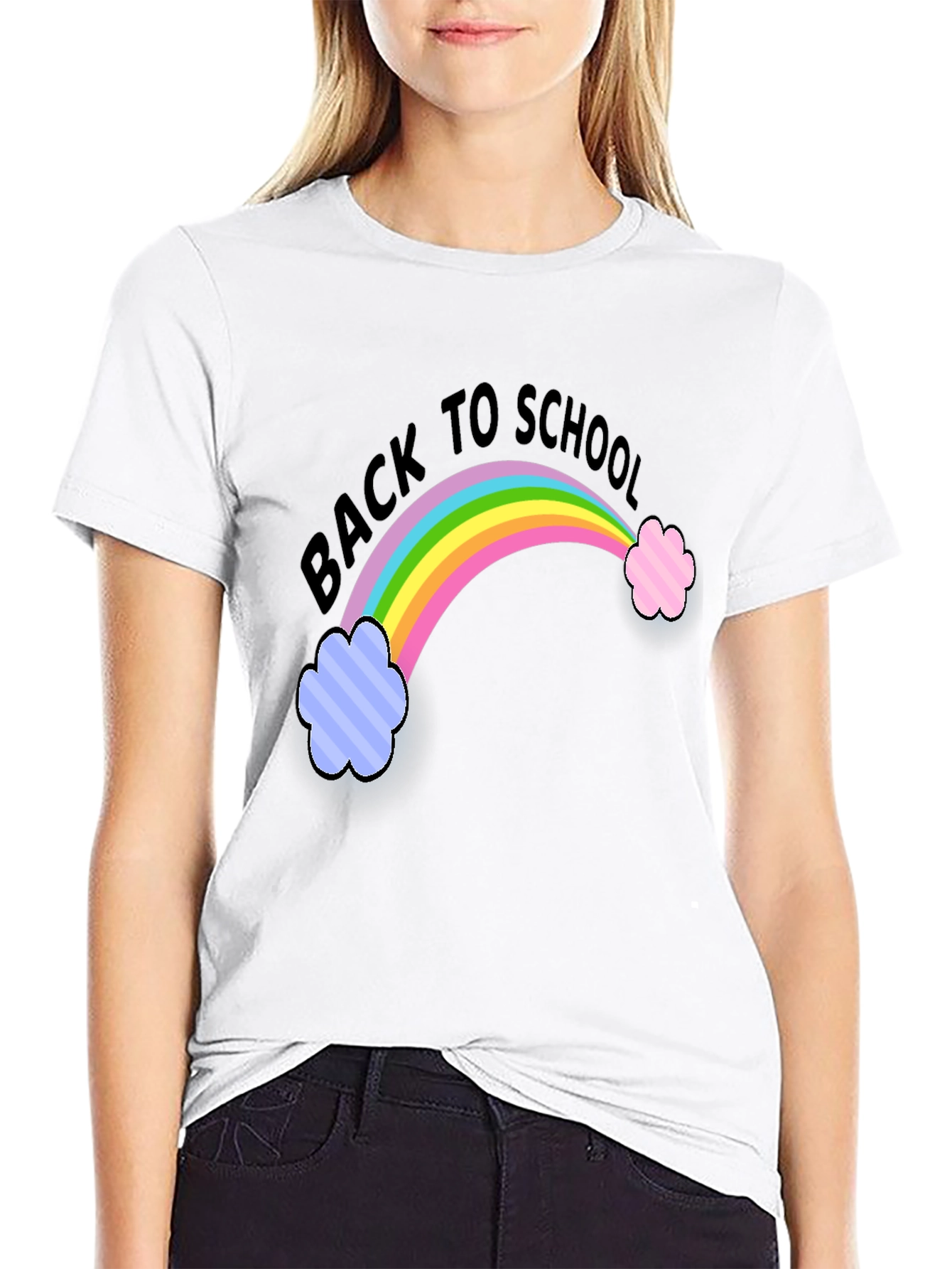 Back to School Rainbow T-Shirt - Black