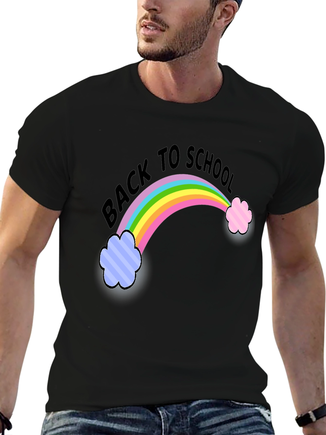 Back to School Rainbow T-Shirt - Black