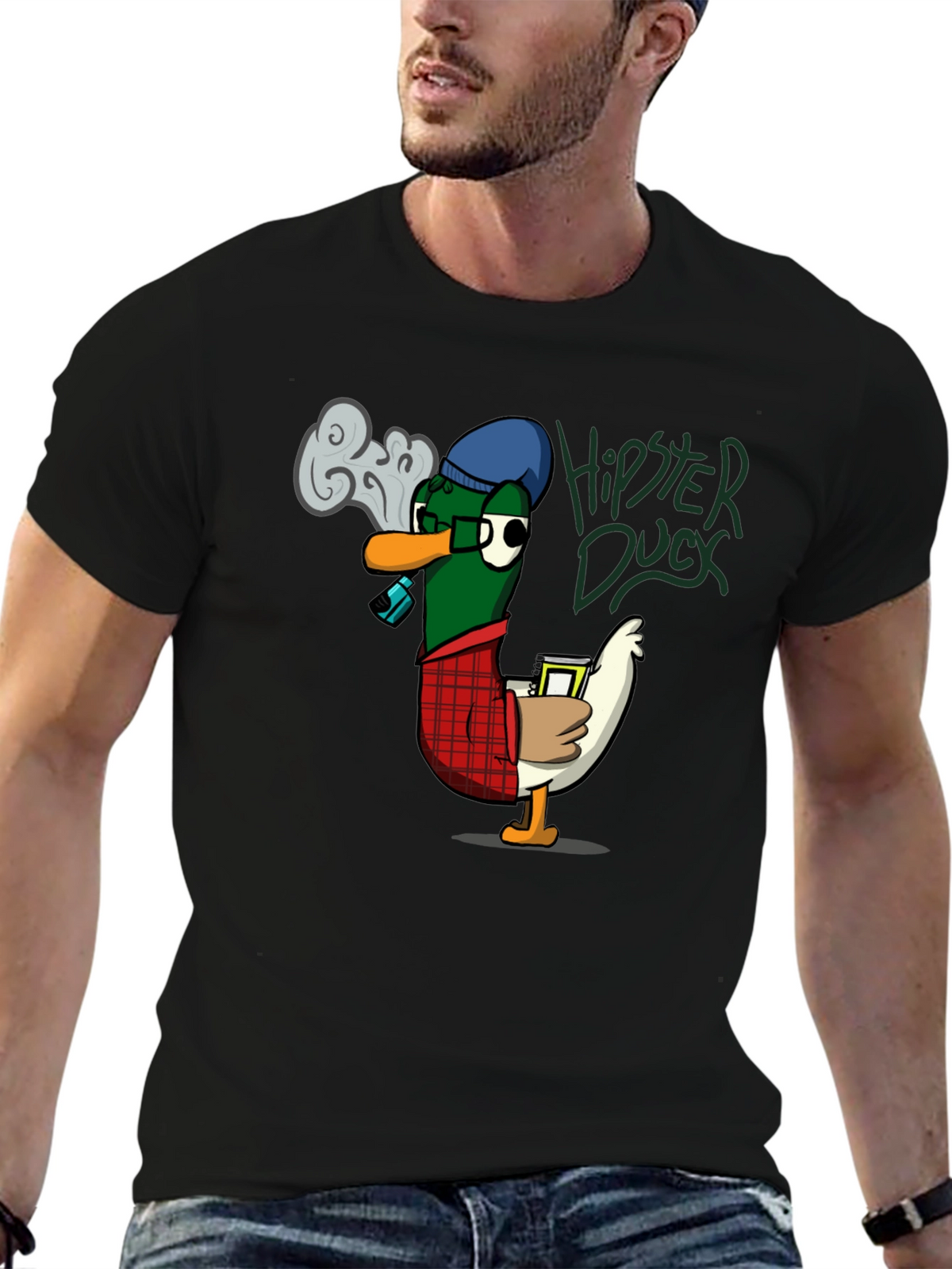 Hipster Duck Graphic T-Shirt - Cool & Quirky Design