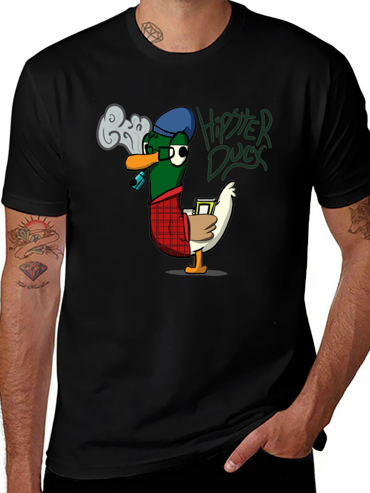 Hipster Duck Graphic T-Shirt - Cool & Quirky Design