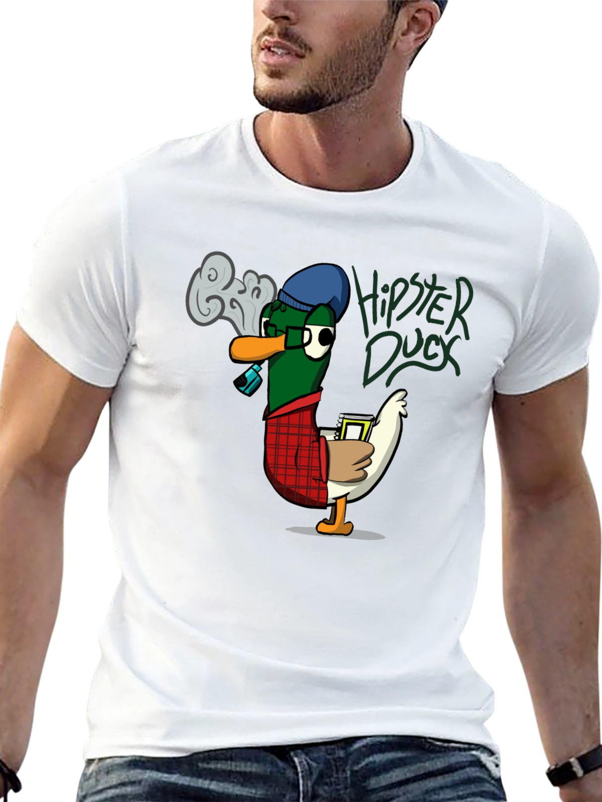 Hipster Duck Graphic T-Shirt - Cool & Quirky Design