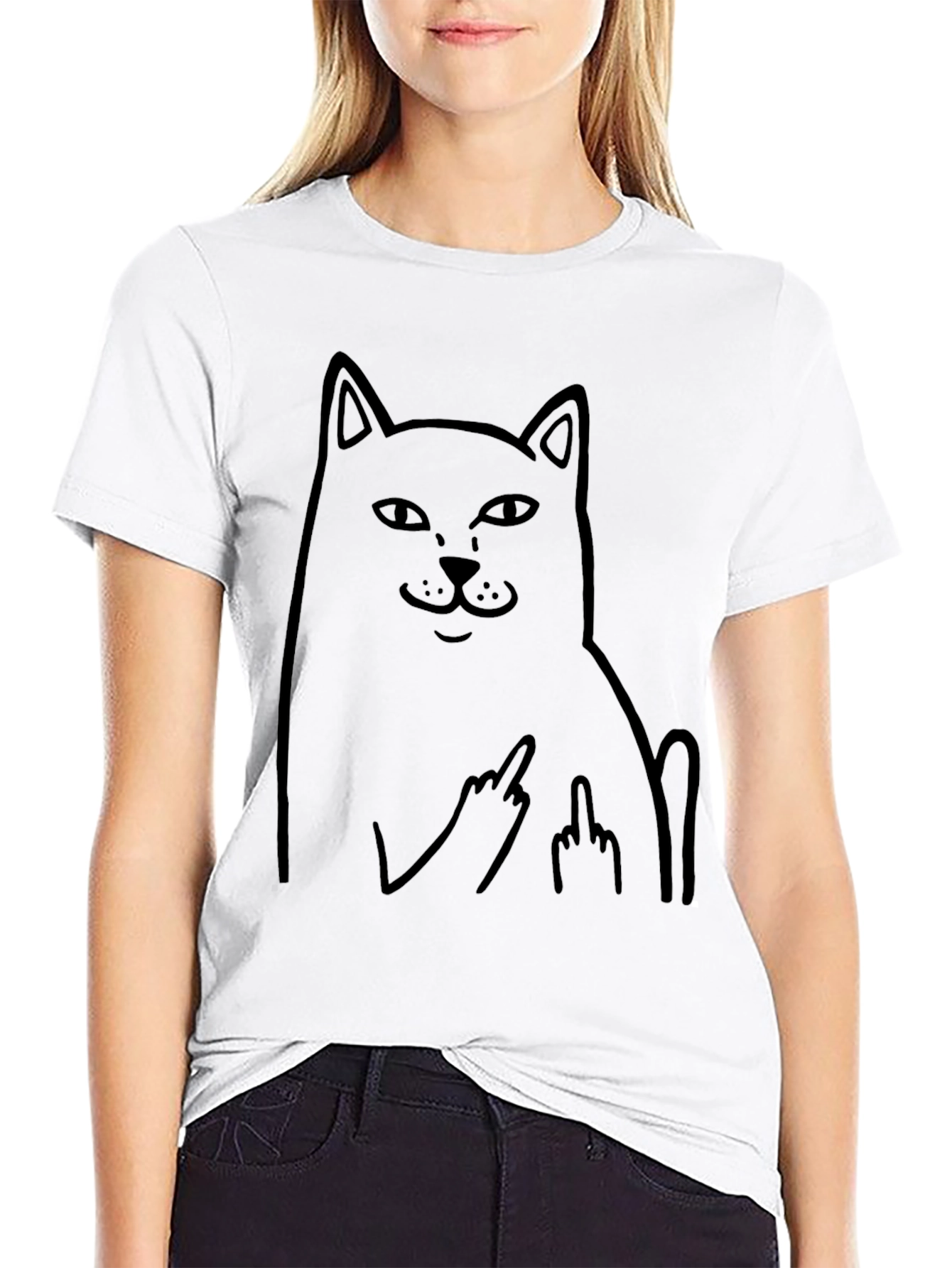 Black Cat Flip-Off Graphic Tee