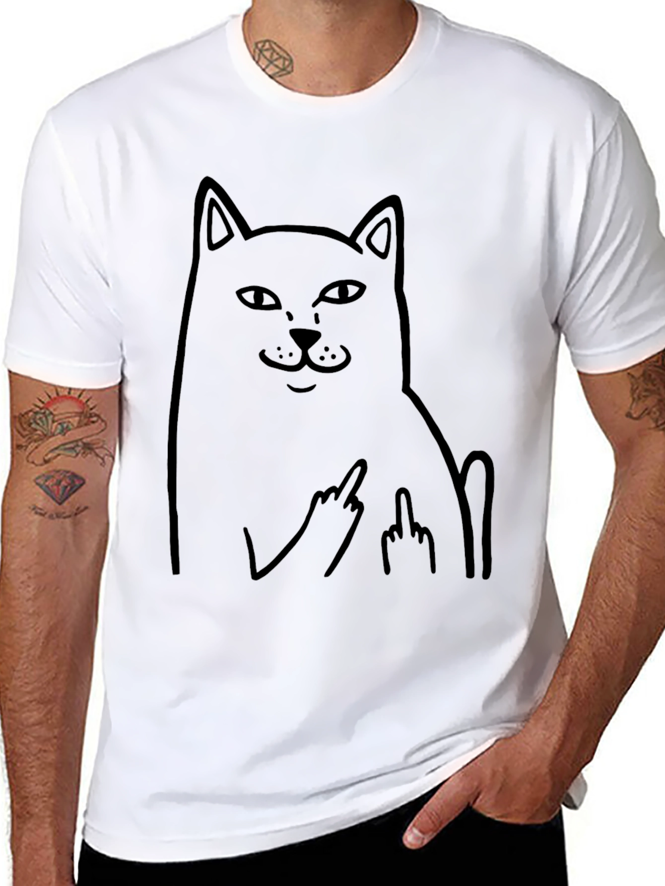 Black Cat Flip-Off Graphic Tee