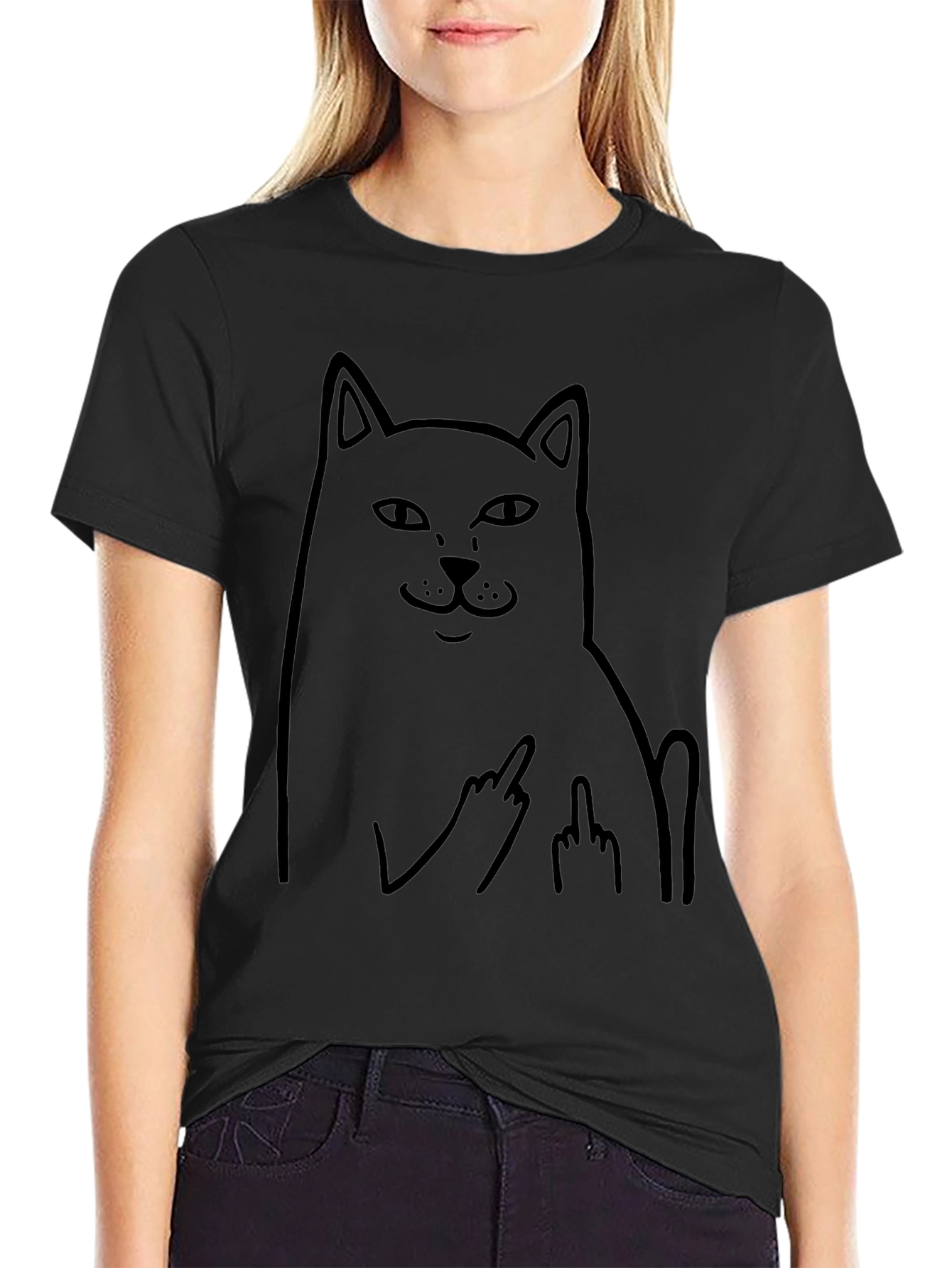 Black Cat Flip-Off Graphic Tee