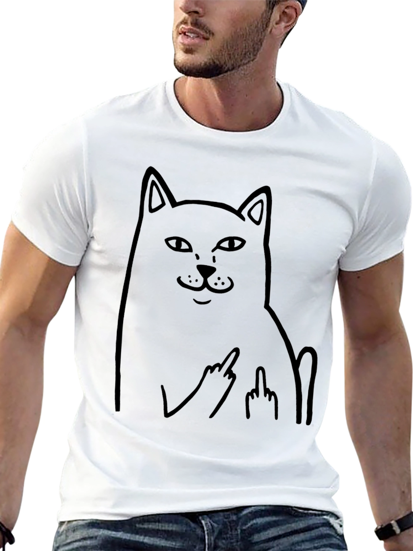 Black Cat Flip-Off Graphic Tee