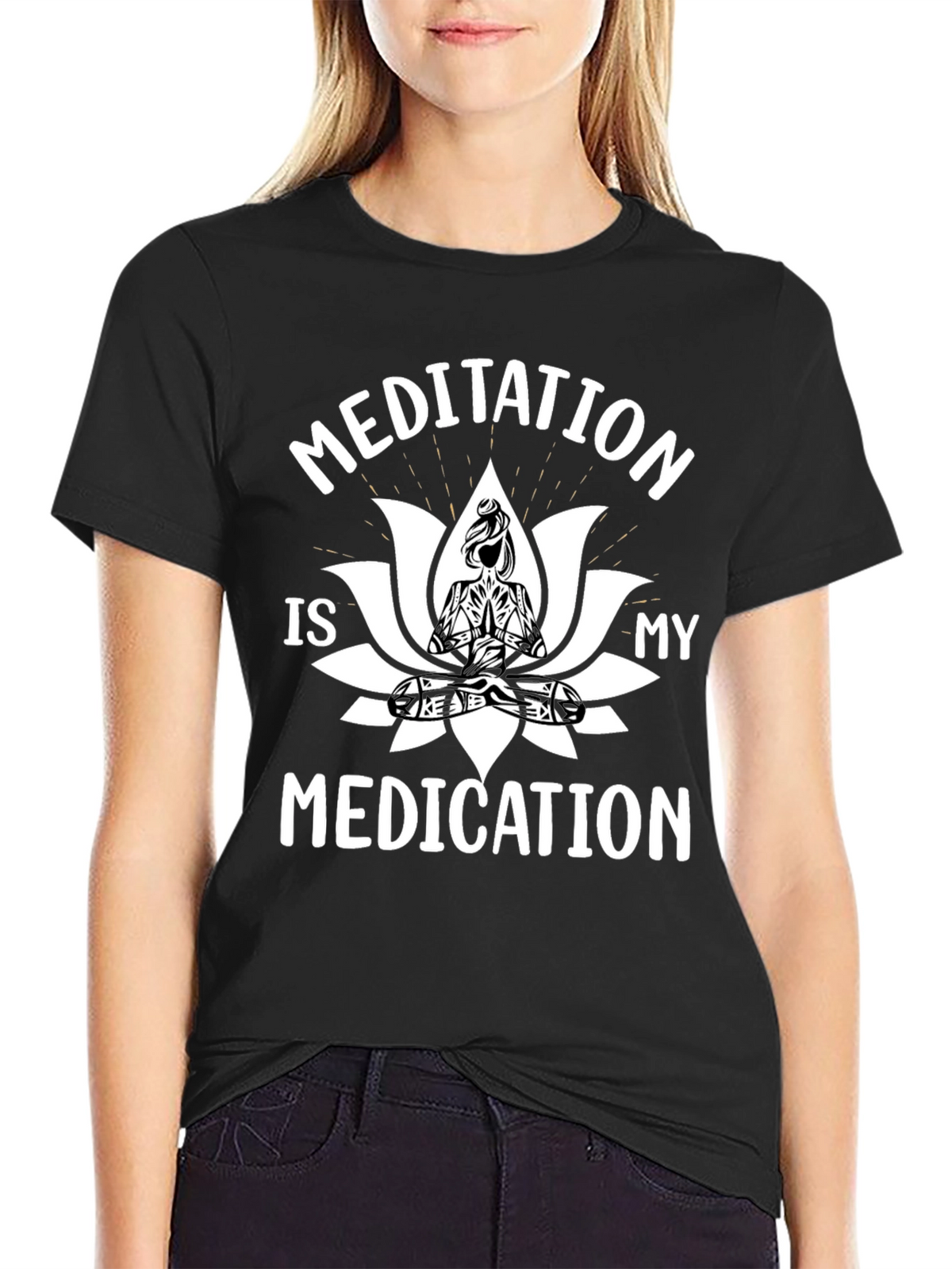 Meditation is My Medication Black T-Shirt