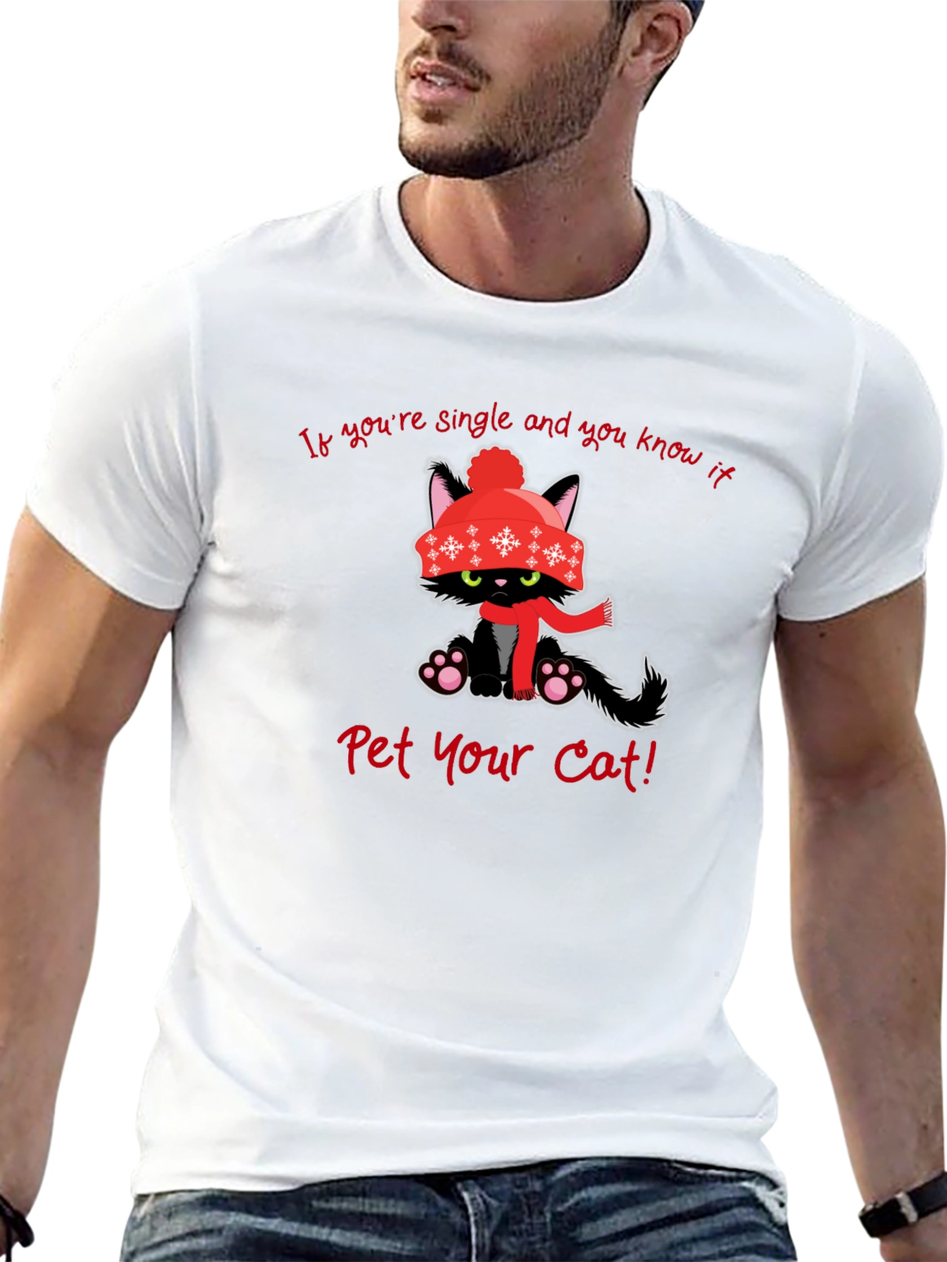 Single Cat Winter T-Shirt