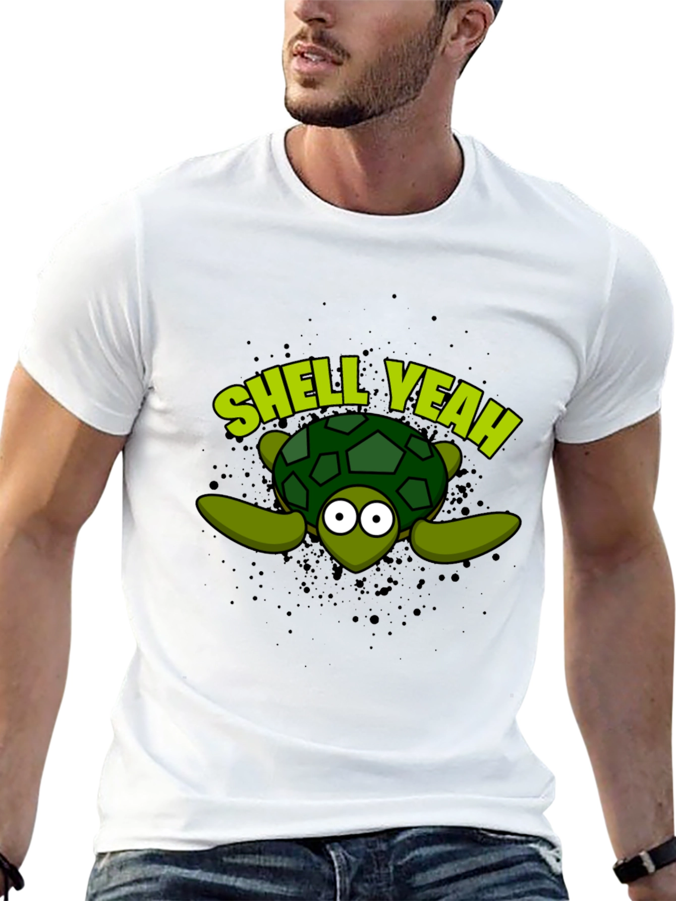 Shell Yeah Turtle Graphic Tee - Black Cotton T-Shirt