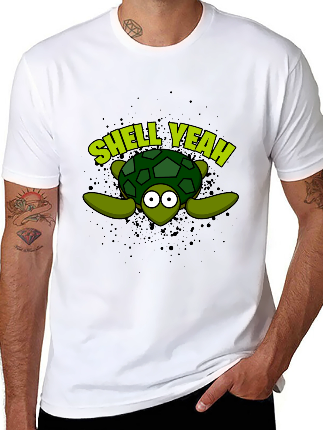 Shell Yeah Turtle Graphic Tee - Black Cotton T-Shirt