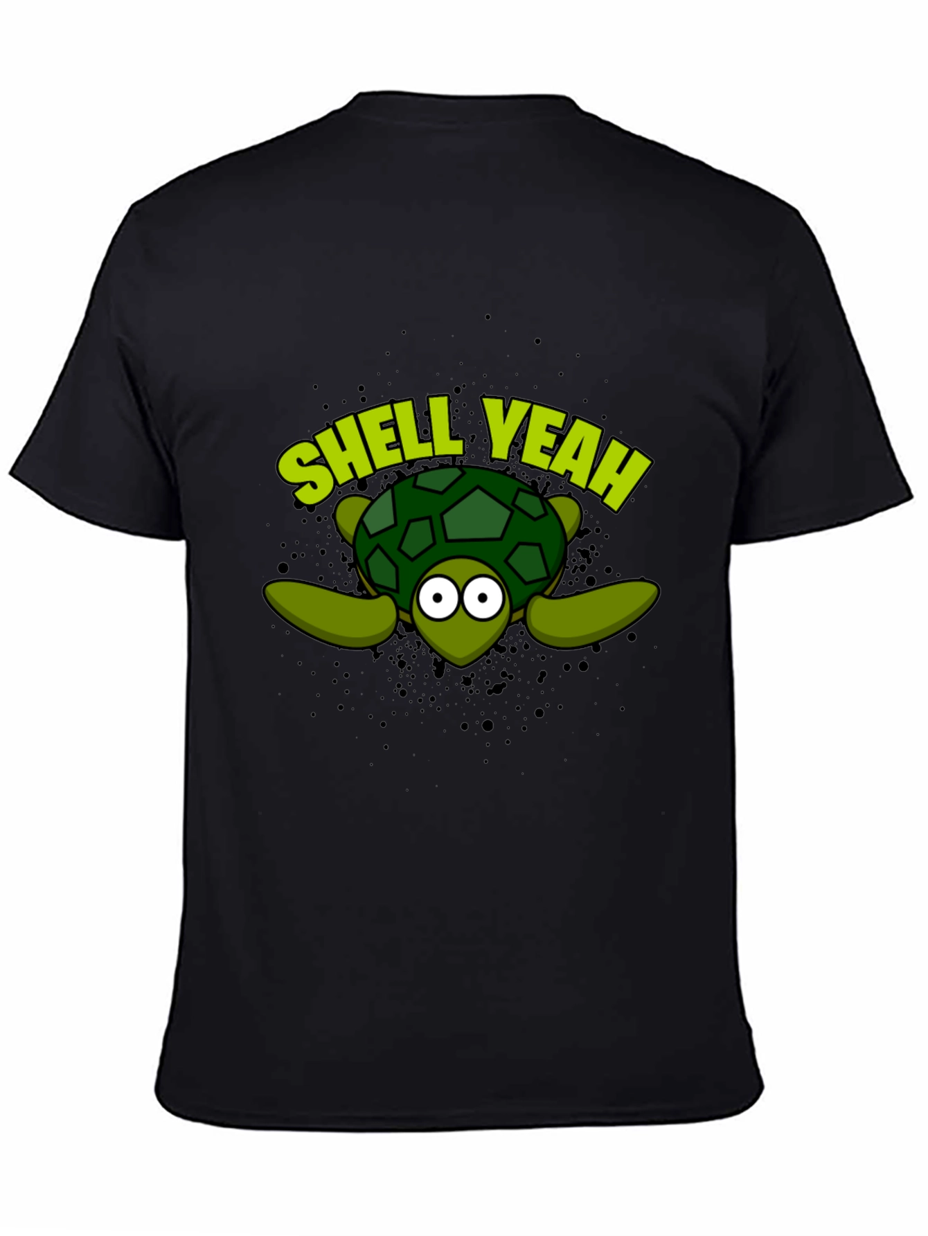 Shell Yeah Turtle Graphic Tee - Black Cotton T-Shirt