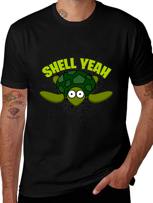 Shell Yeah Turtle Graphic Tee - Black Cotton T-Shirt