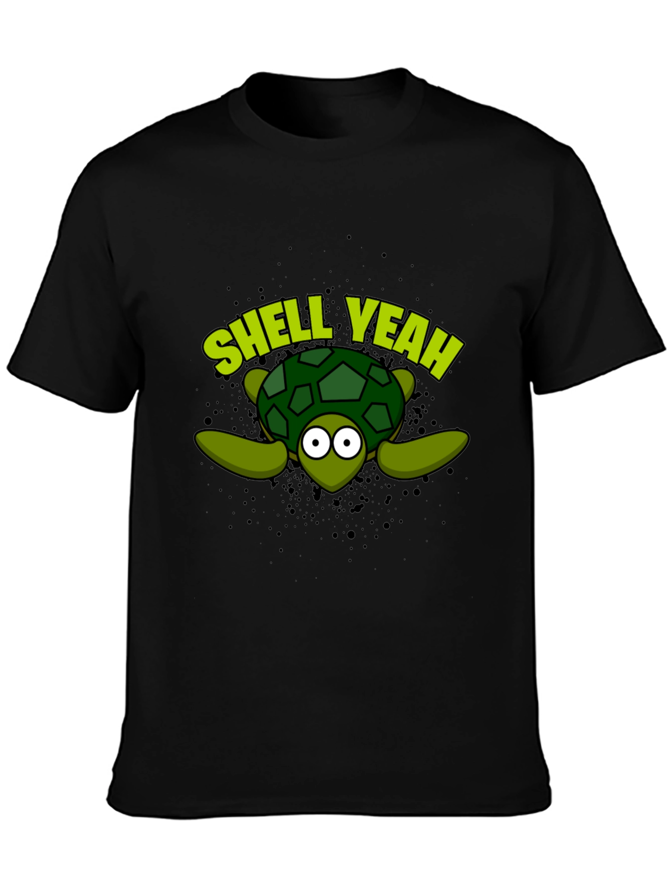 Shell Yeah Turtle Graphic Tee - Black Cotton T-Shirt