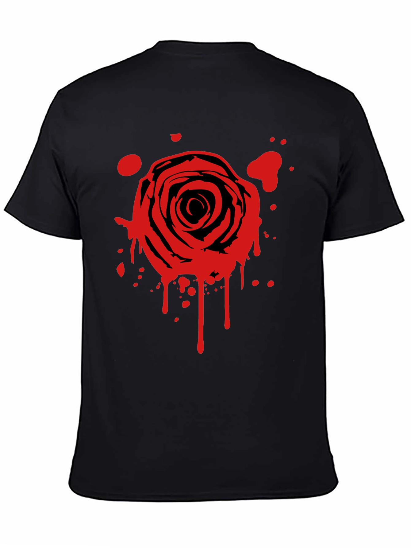 Rose Splatter Graphic Black T-Shirt