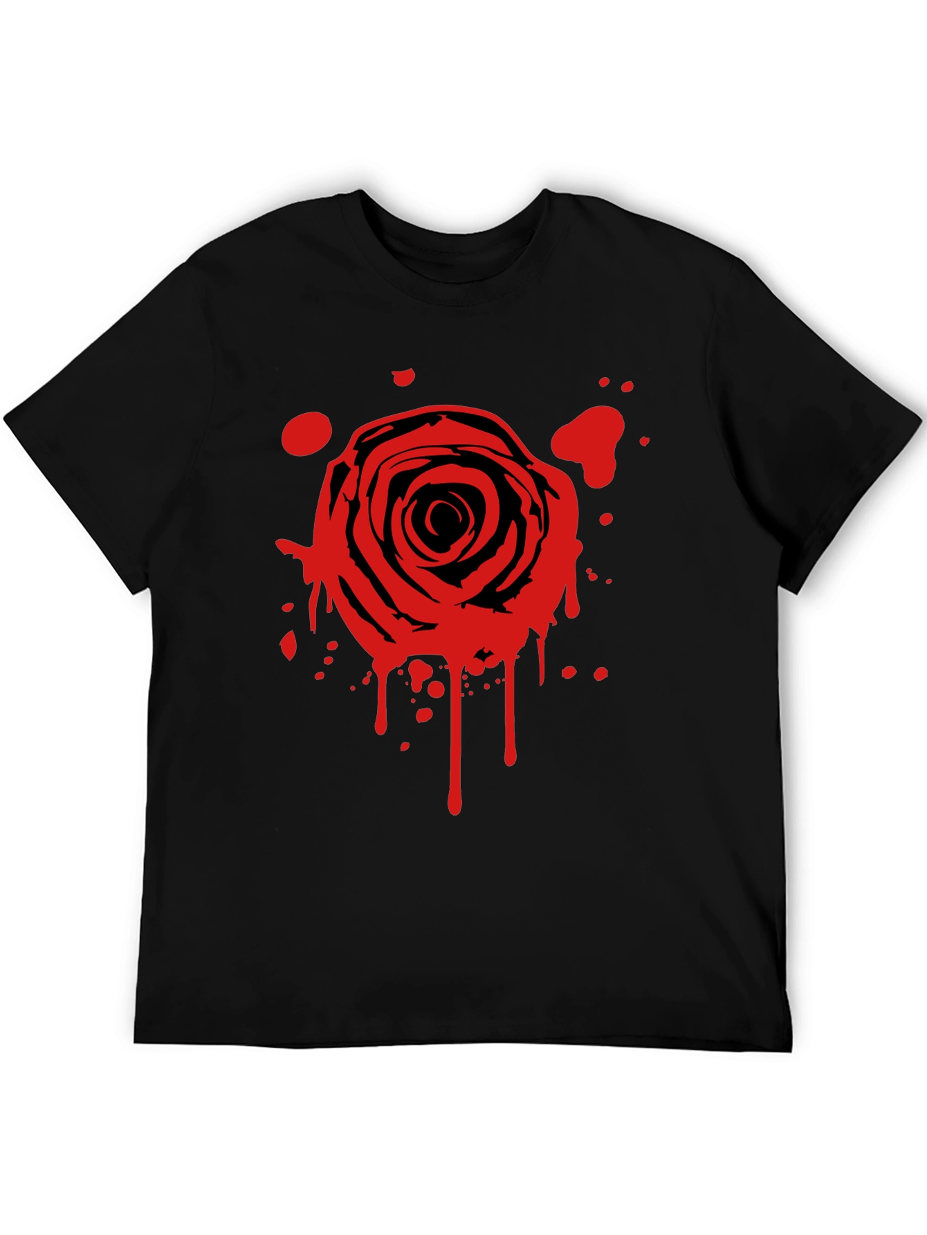 Rose Splatter Graphic Black T-Shirt