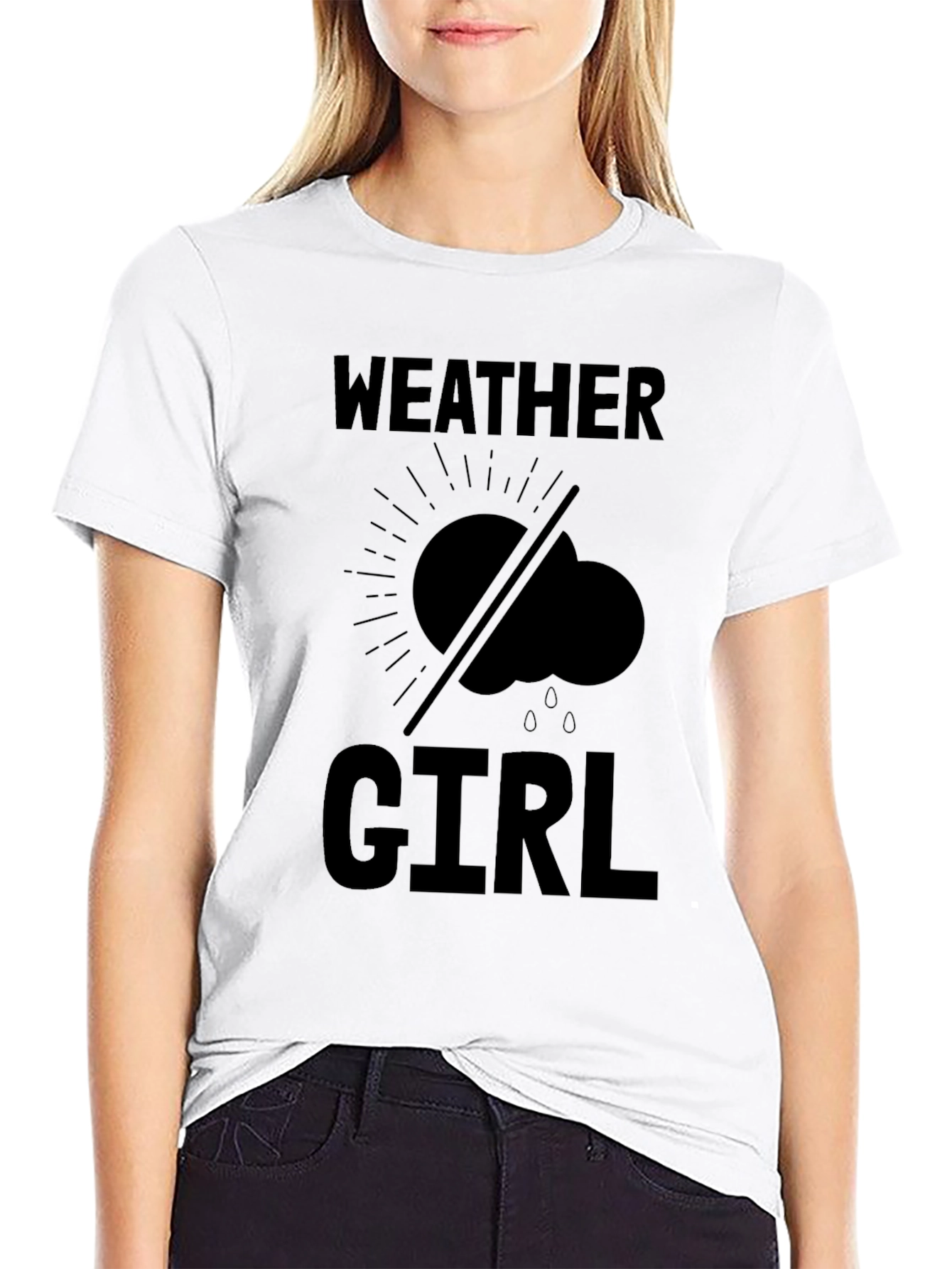 Weather Girl Graphic Tee - Black Cotton T-Shirt