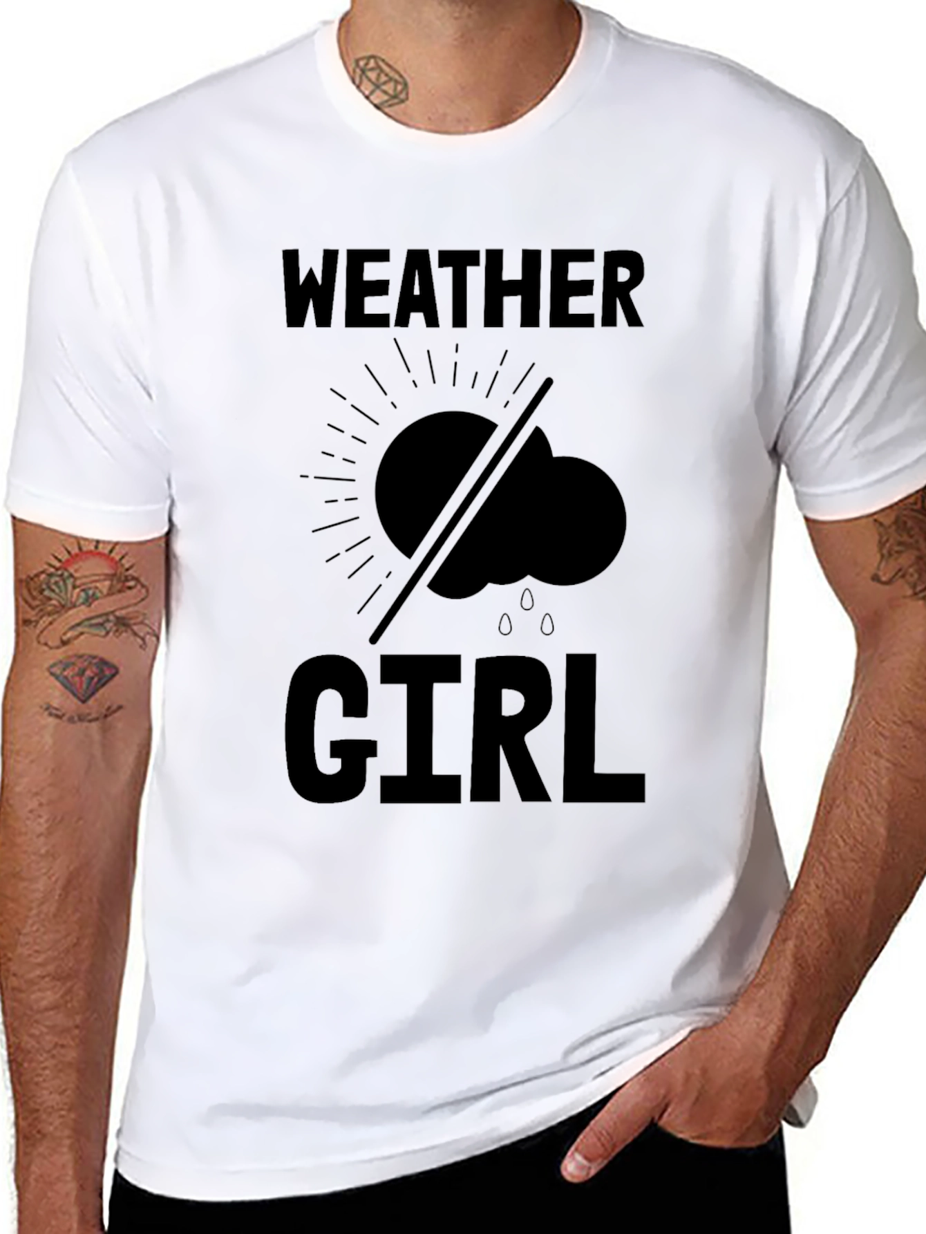 Weather Girl Graphic Tee - Black Cotton T-Shirt