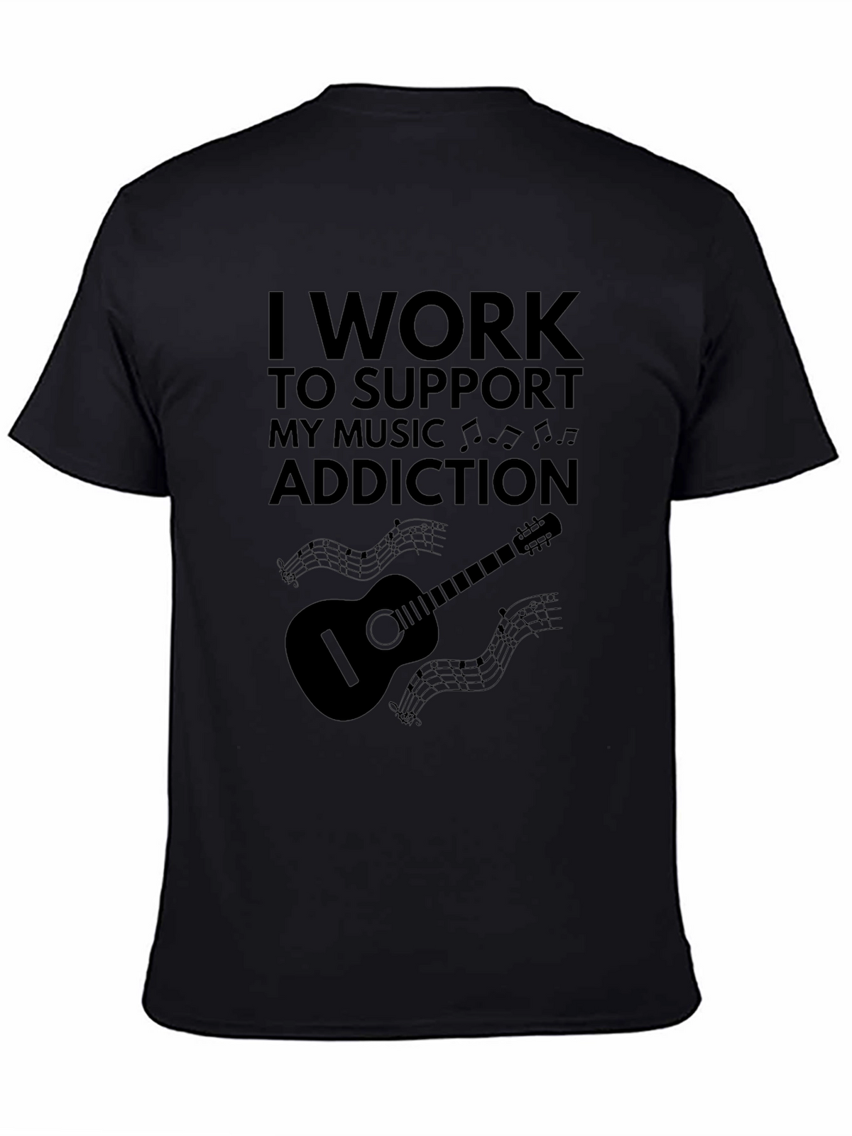 Music Addiction Black T-Shirt
