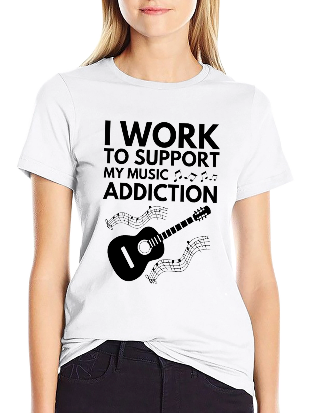 Music Addiction Black T-Shirt