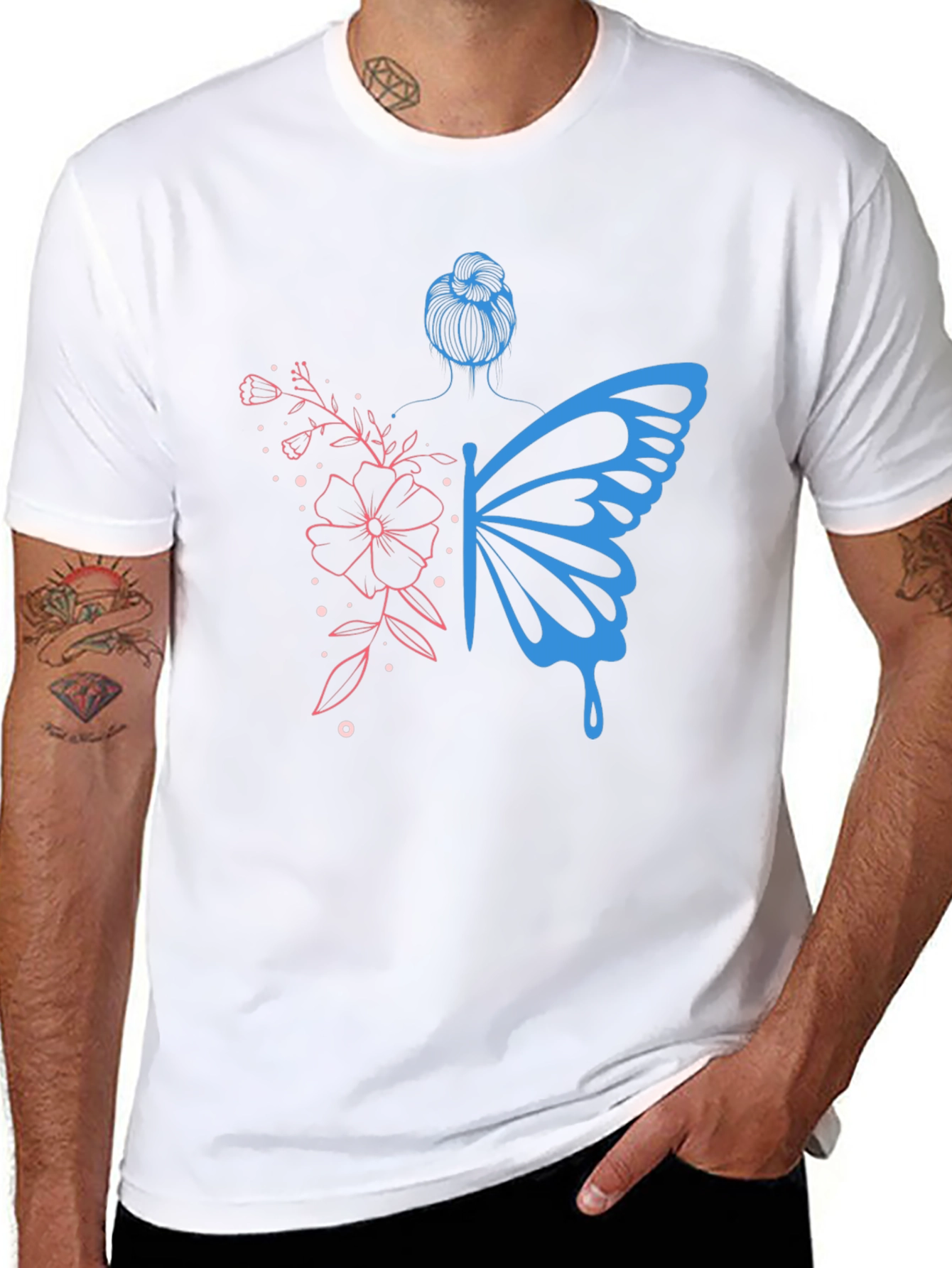 Butterfly Woman Graphic Tee - Unique Design