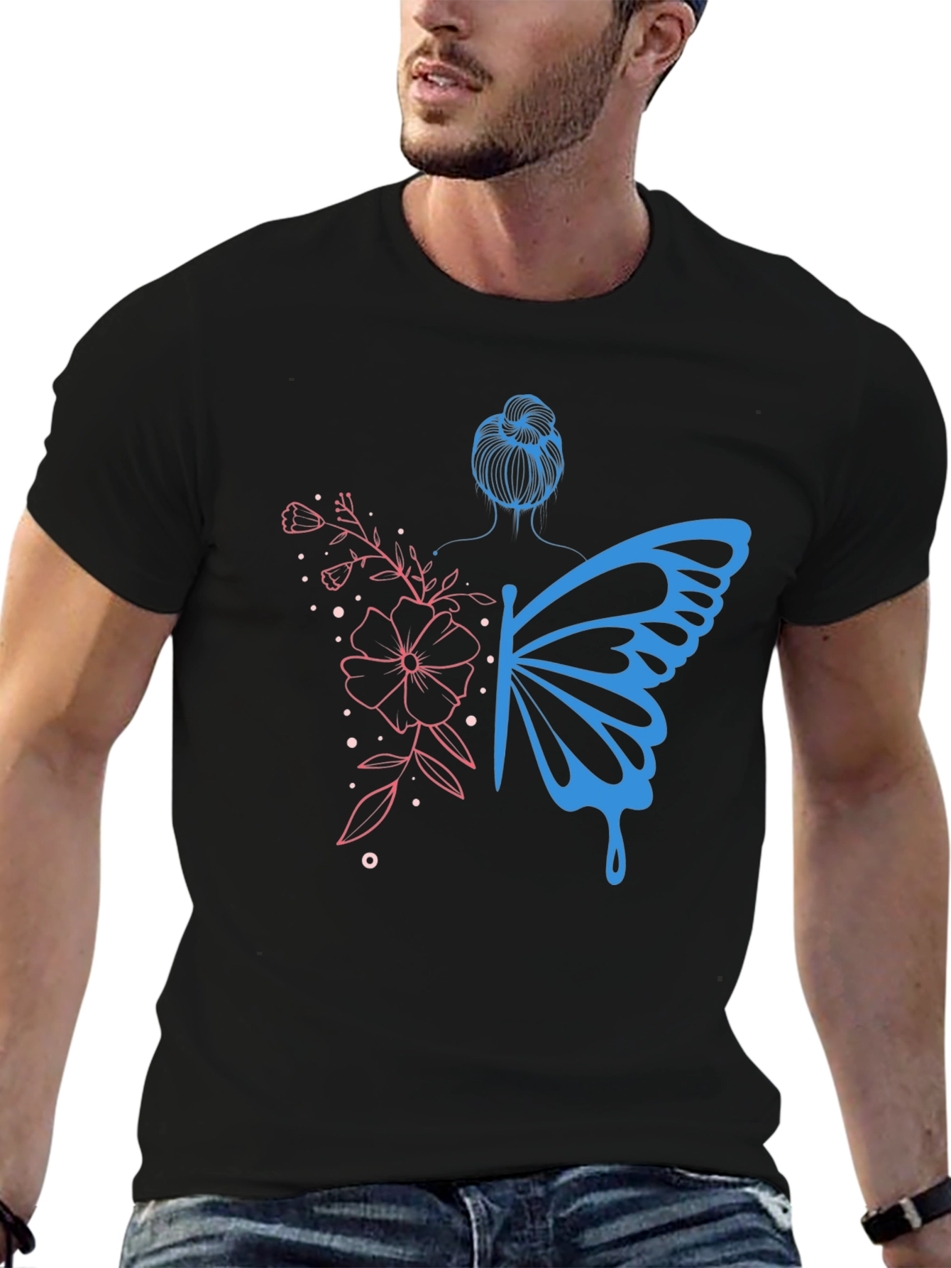 Butterfly Woman Graphic Tee - Unique Design