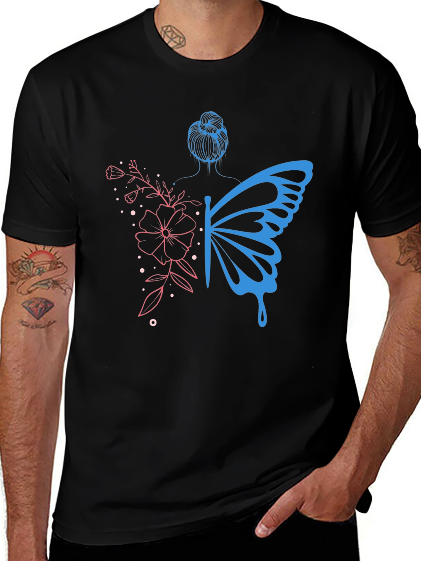 Butterfly Woman Graphic Tee - Unique Design