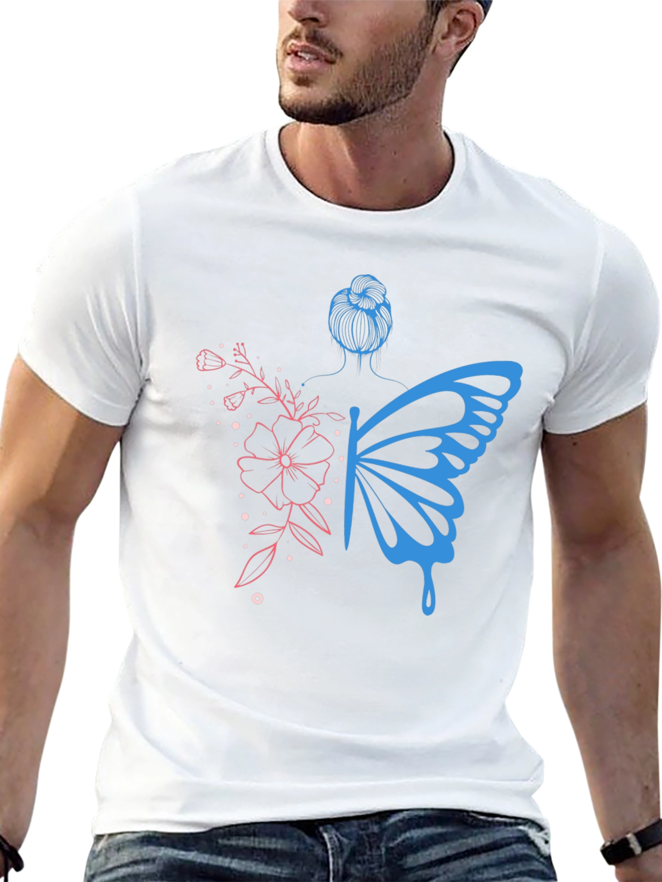 Butterfly Woman Graphic Tee - Unique Design