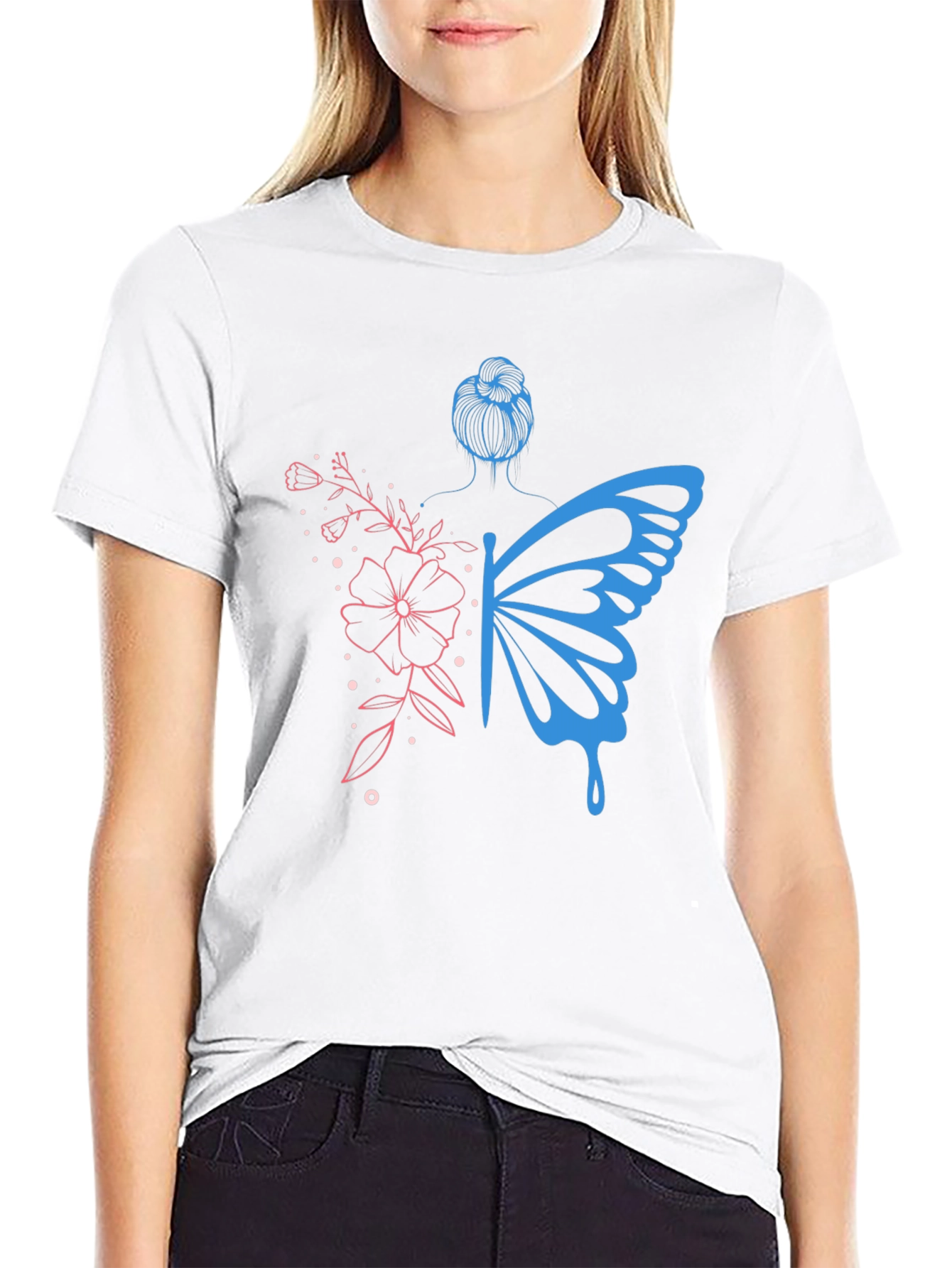 Butterfly Woman Graphic Tee - Unique Design