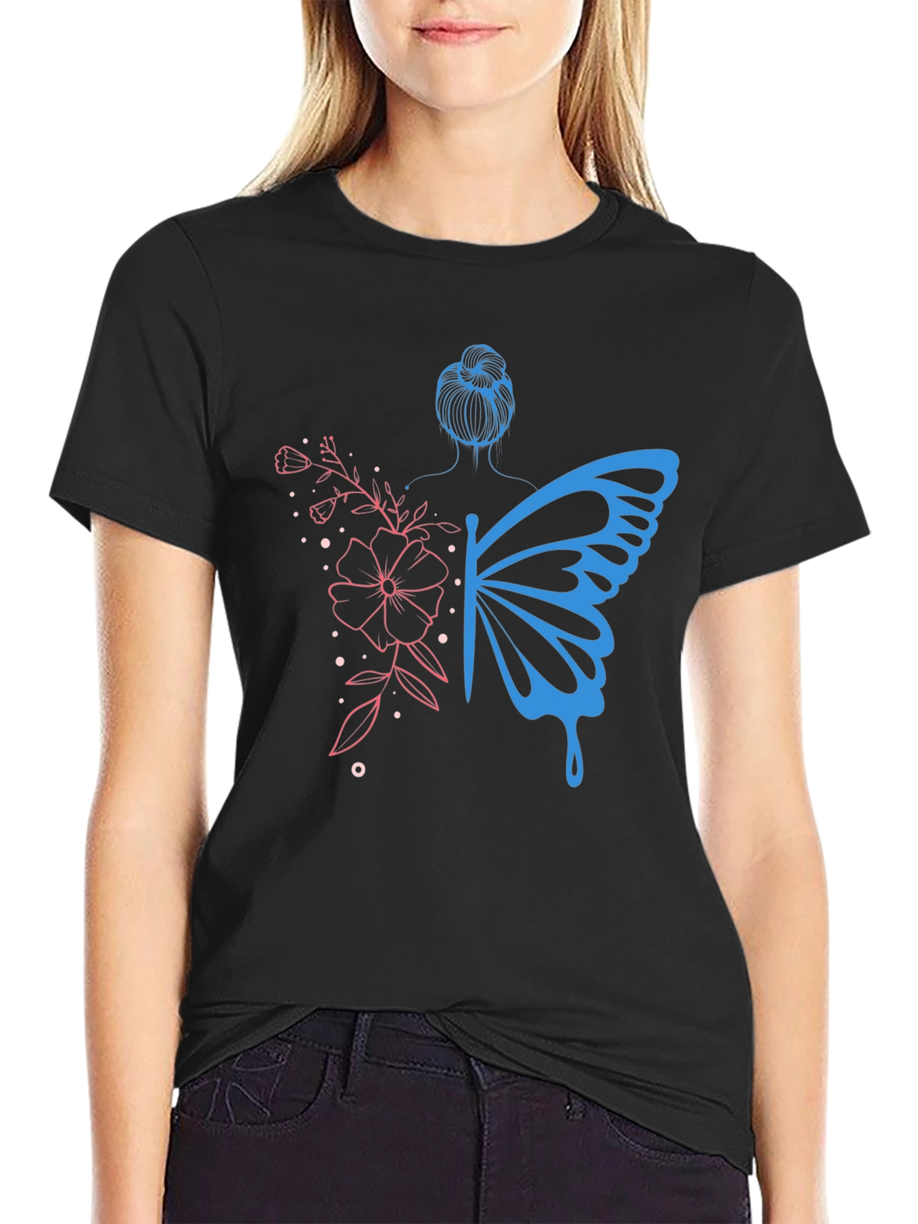 Butterfly Woman Graphic Tee - Unique Design