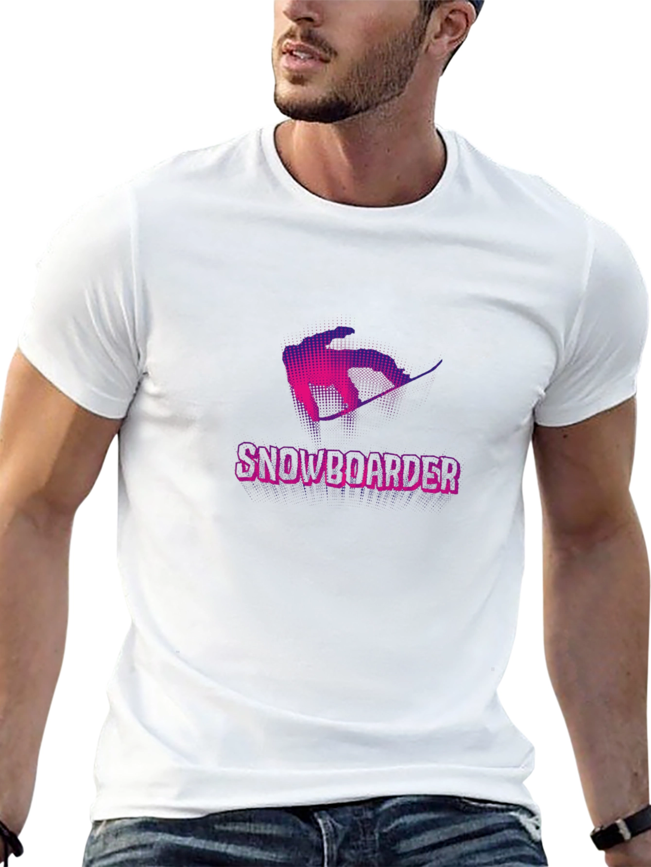 Snowboarder Graphic Tee - Black Cotton Casual Shirt