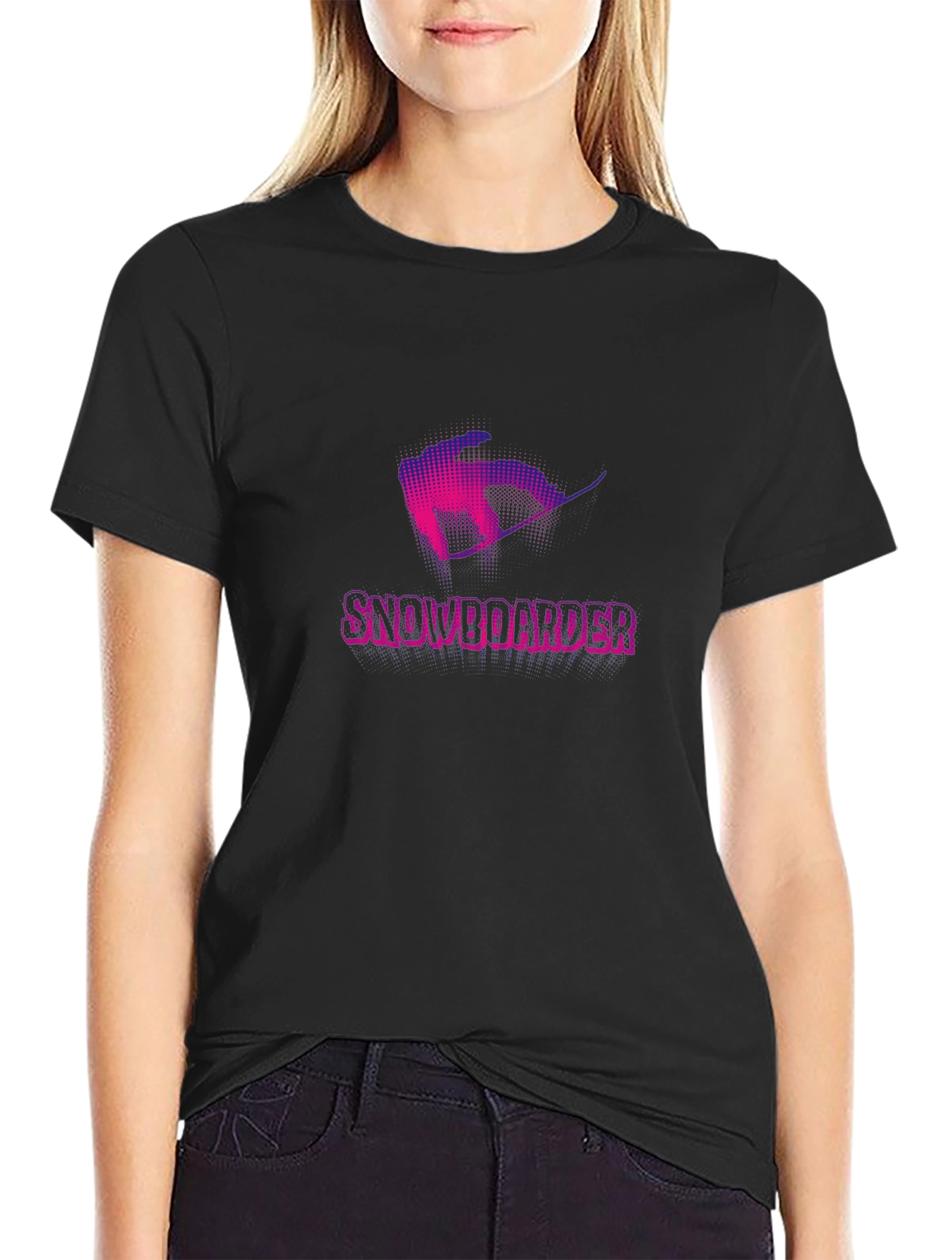 Snowboarder Graphic Tee - Black Cotton Casual Shirt