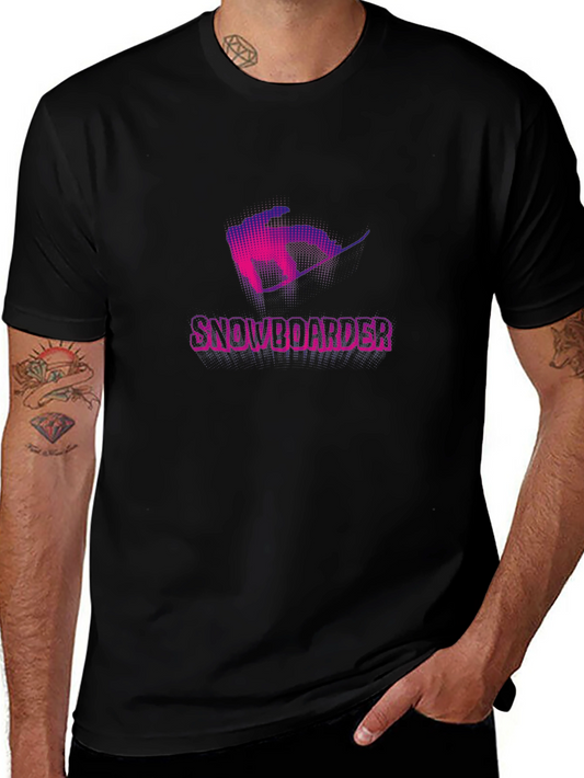 Snowboarder Graphic Tee - Black Cotton Casual Shirt