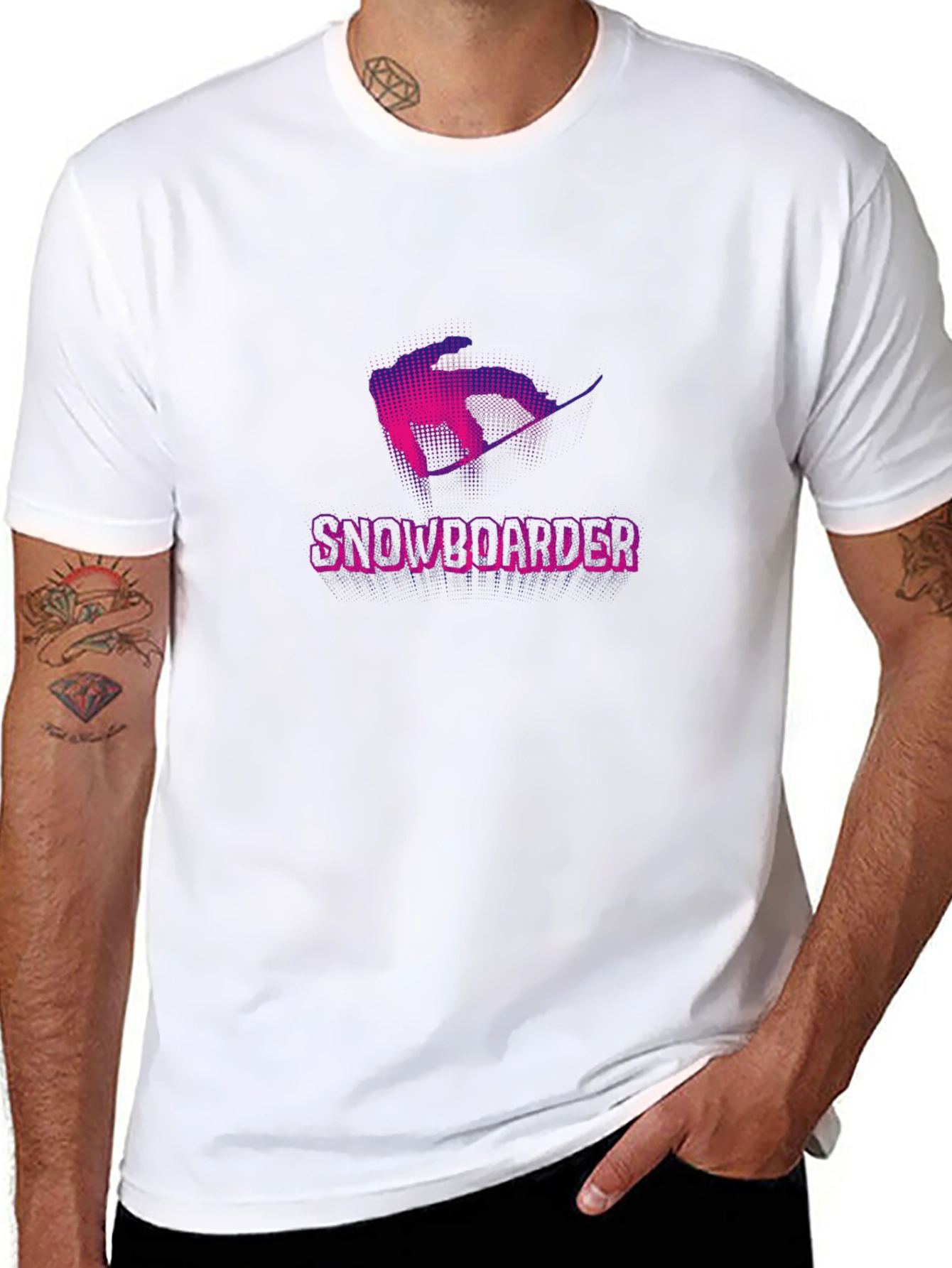 Snowboarder Graphic Tee - Black Cotton Casual Shirt