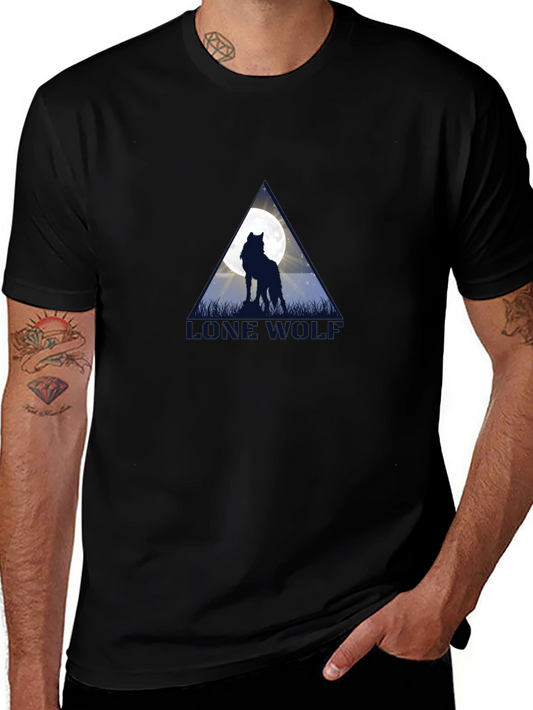 Lone Wolf Moon Graphic Black T-Shirt